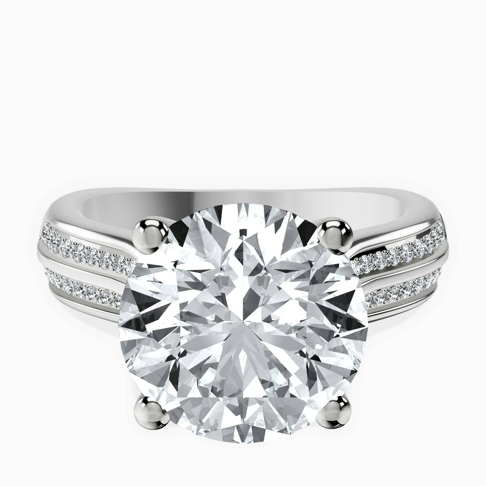 18kt White Gold Sandra Side Stone Lab Diamond Ring front image