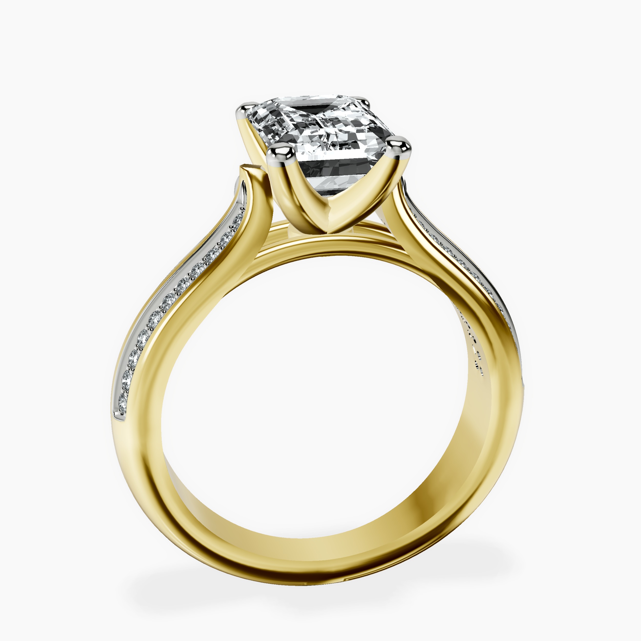 2.16 ct. emerald Sandra Side Stone Ring in 10kt yellow gold side right image one