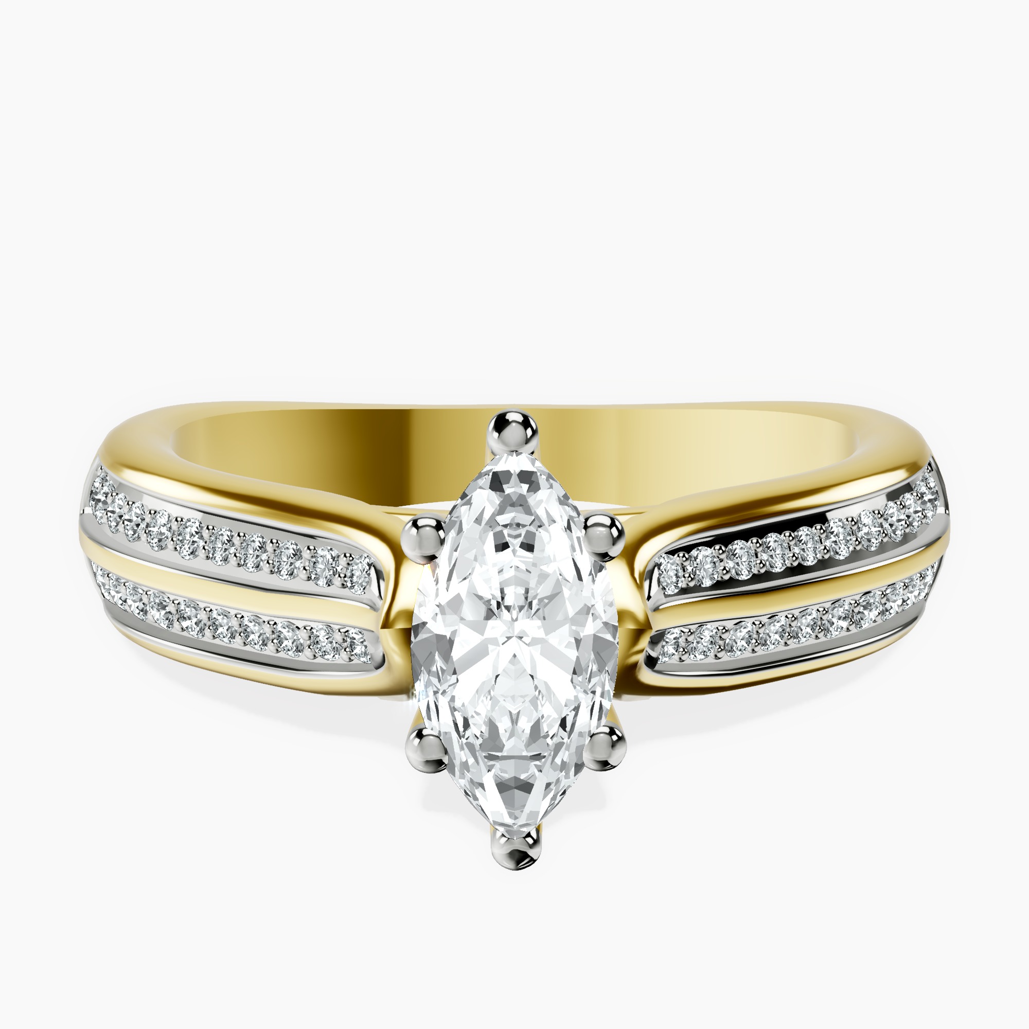 10kt Yellow Gold Sandra Side Stone Lab Diamond Ring front image