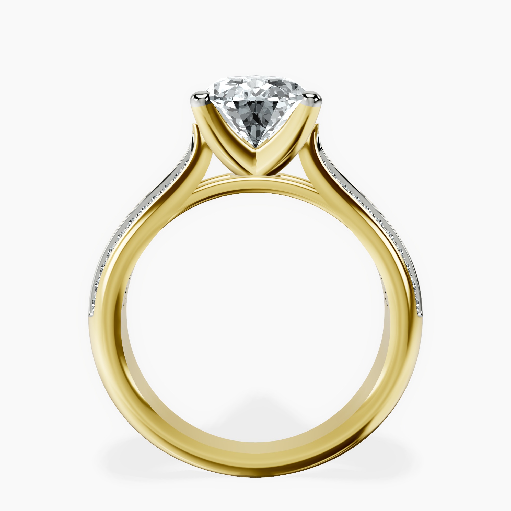2.96 ct. pear Sandra Side Stone Ring in 14kt yellow gold side right image one