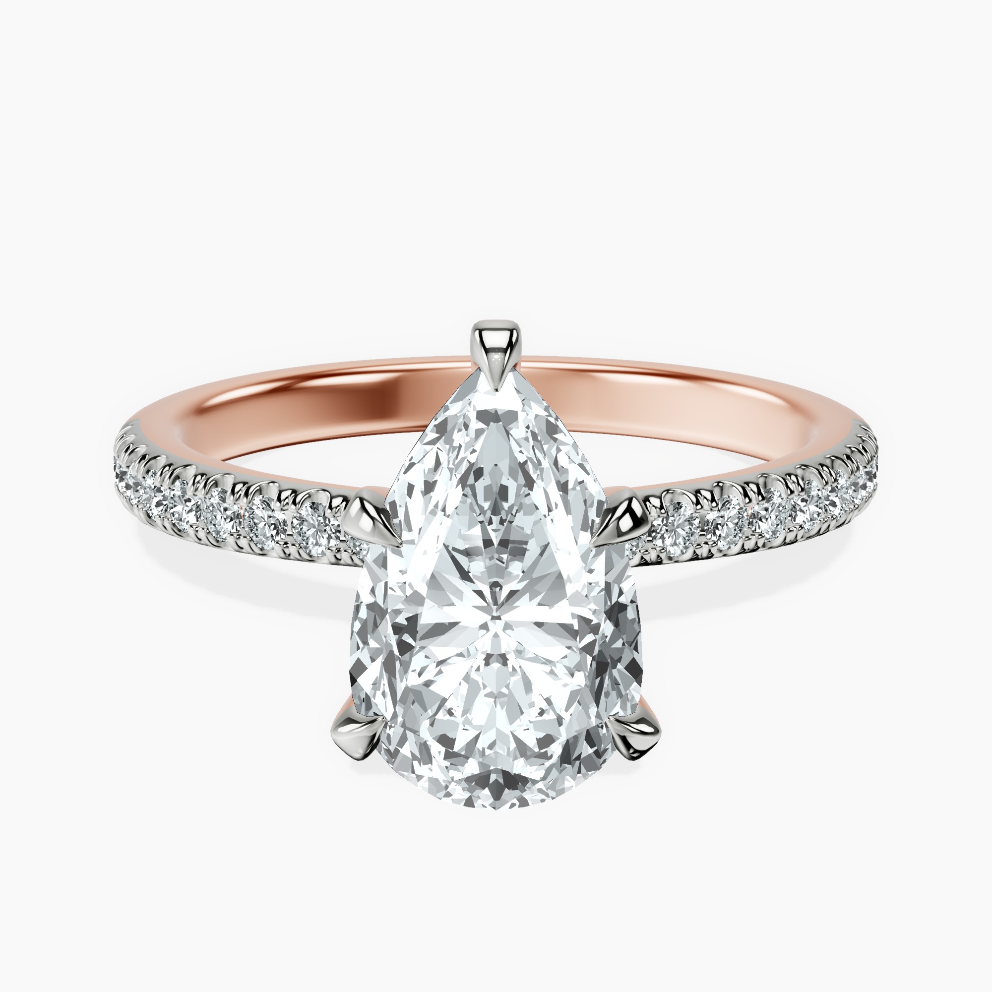 2.59 ct. pear Etienne Secret Halo Ring in 14kt rose gold rtr top