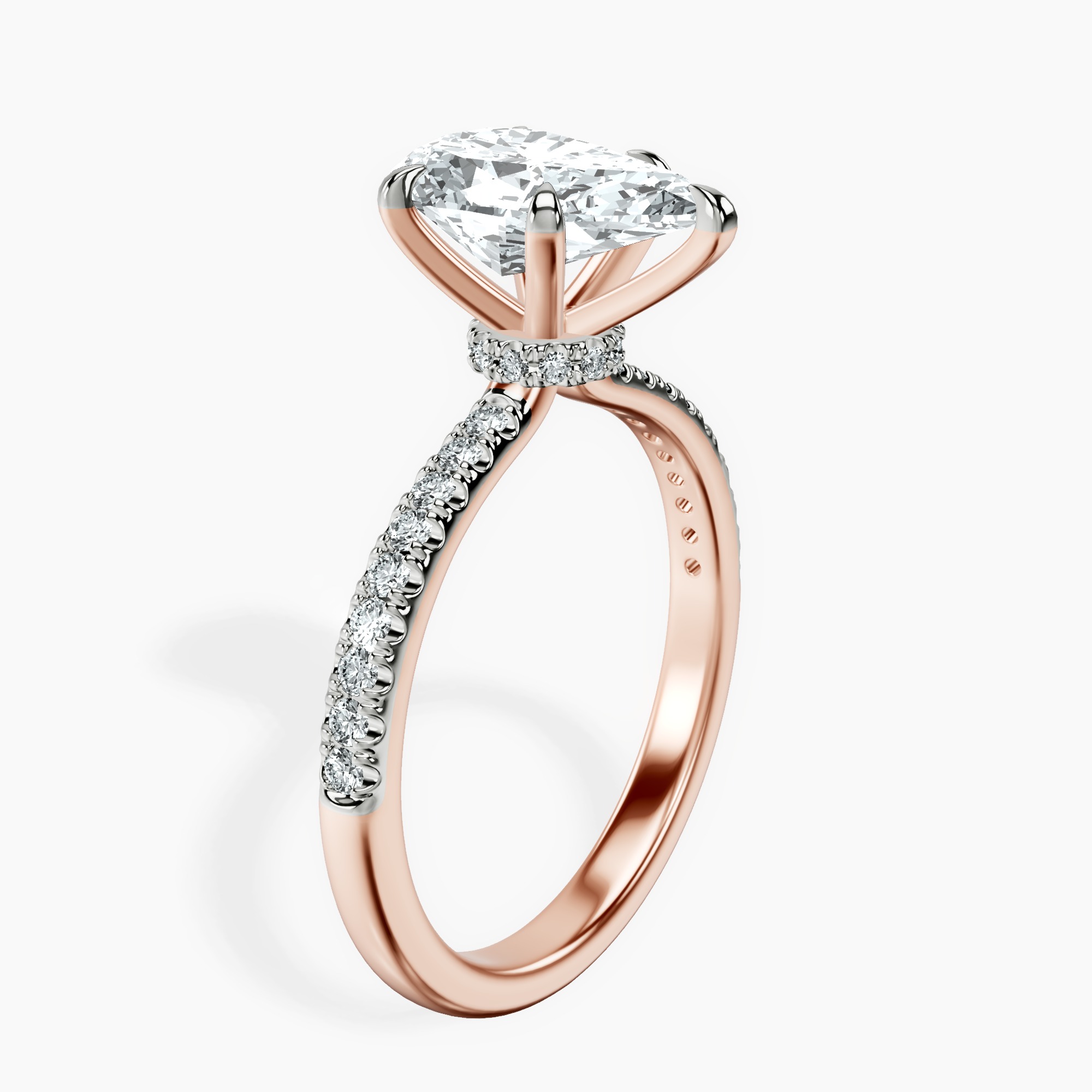 2.59 ct. pear Etienne Secret Halo Ring in 14kt rose gold standing product image one