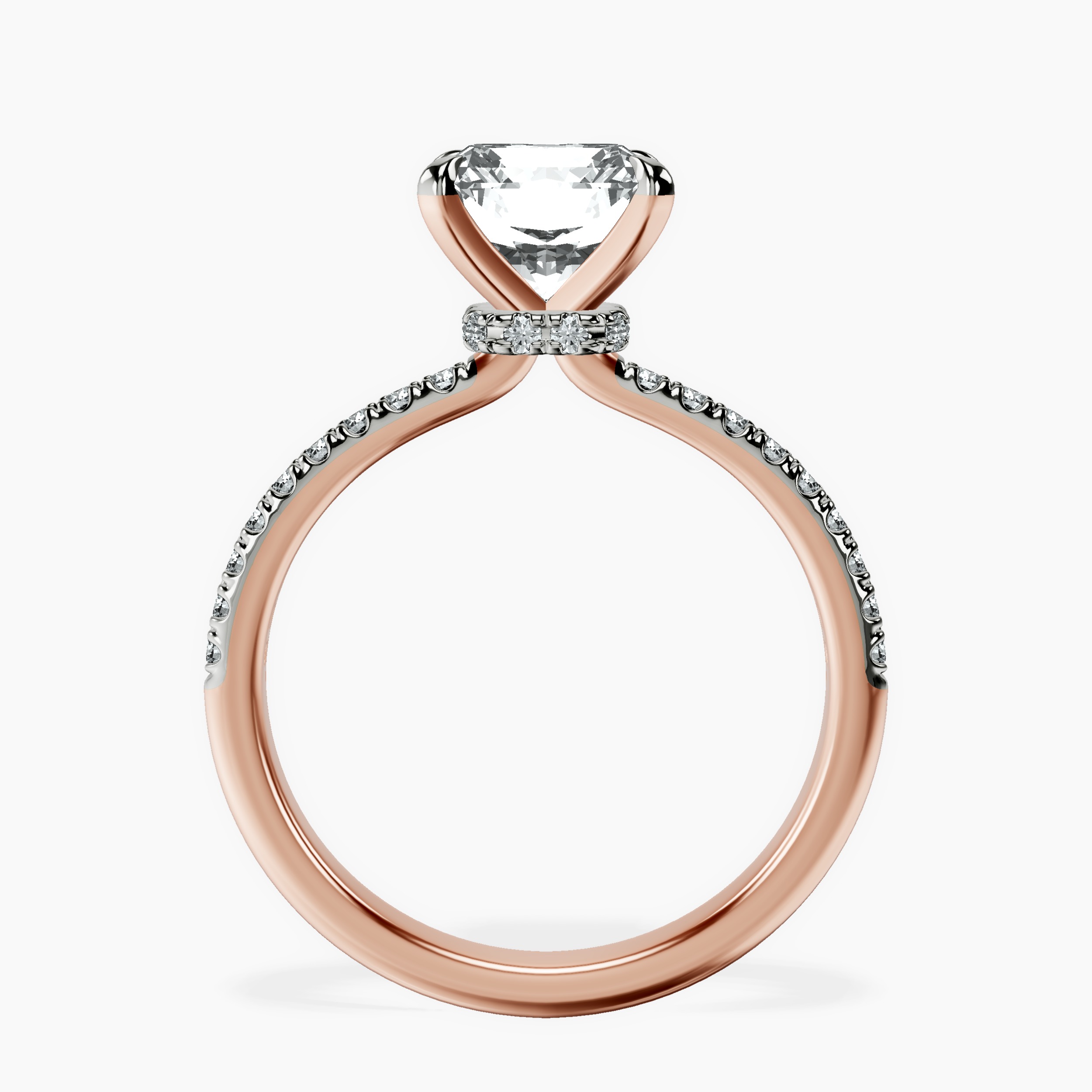 2.94 ct. radiant Etienne Secret Halo Ring in 10kt rose gold side right image one