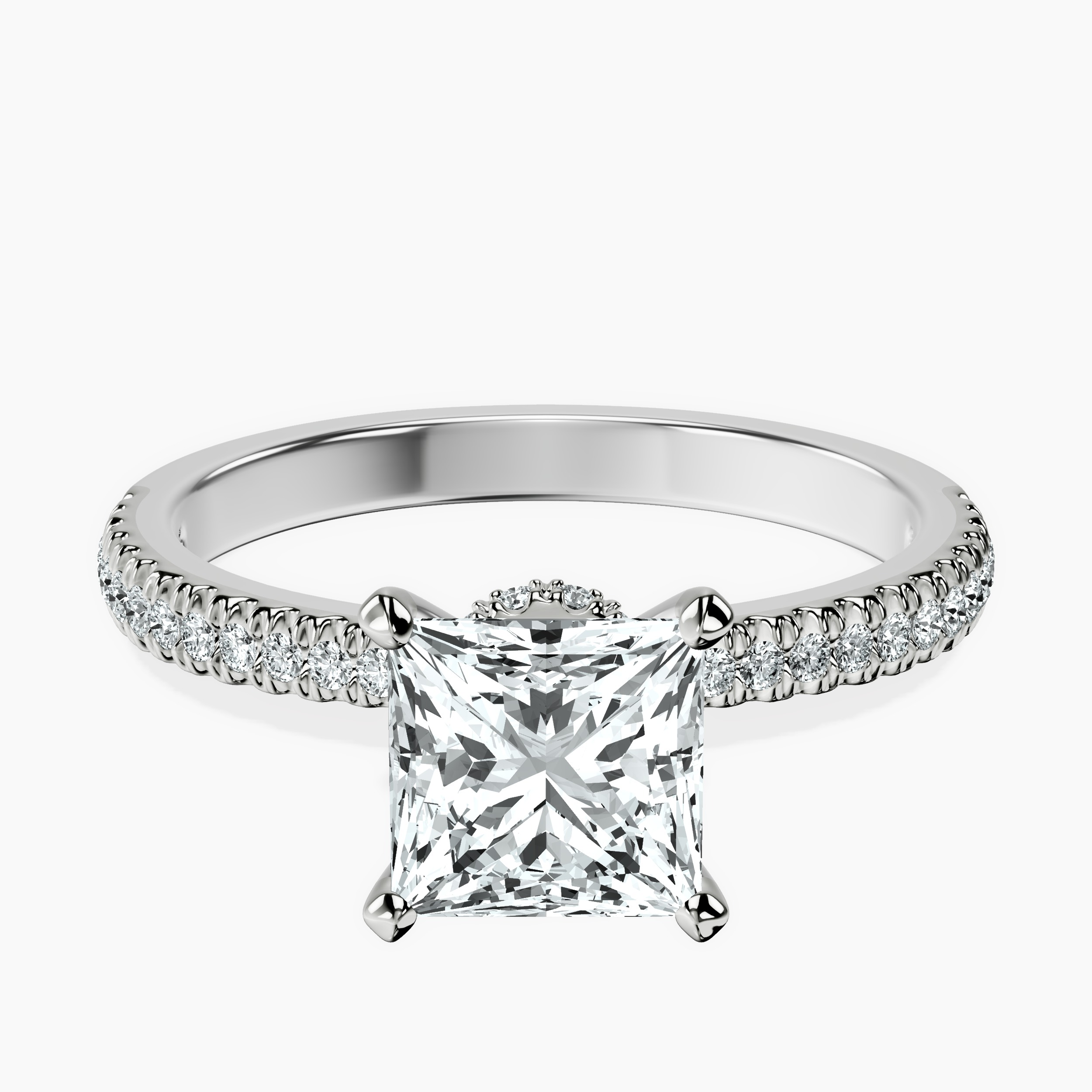 2.71 ct. princess Etienne Secret Halo Ring in platinum rtr top