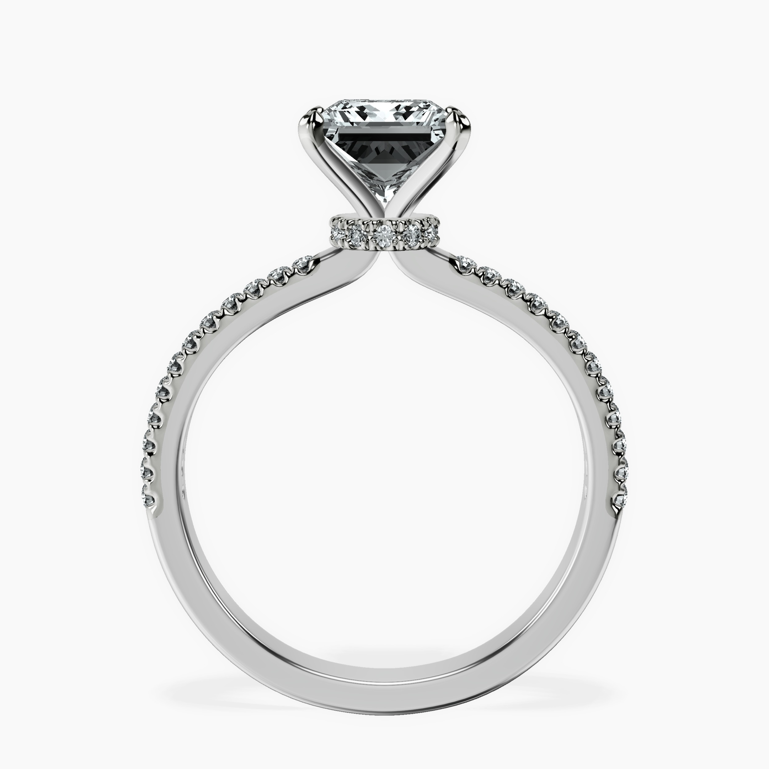 2.71 ct. princess Etienne Secret Halo Ring in platinum side right image one