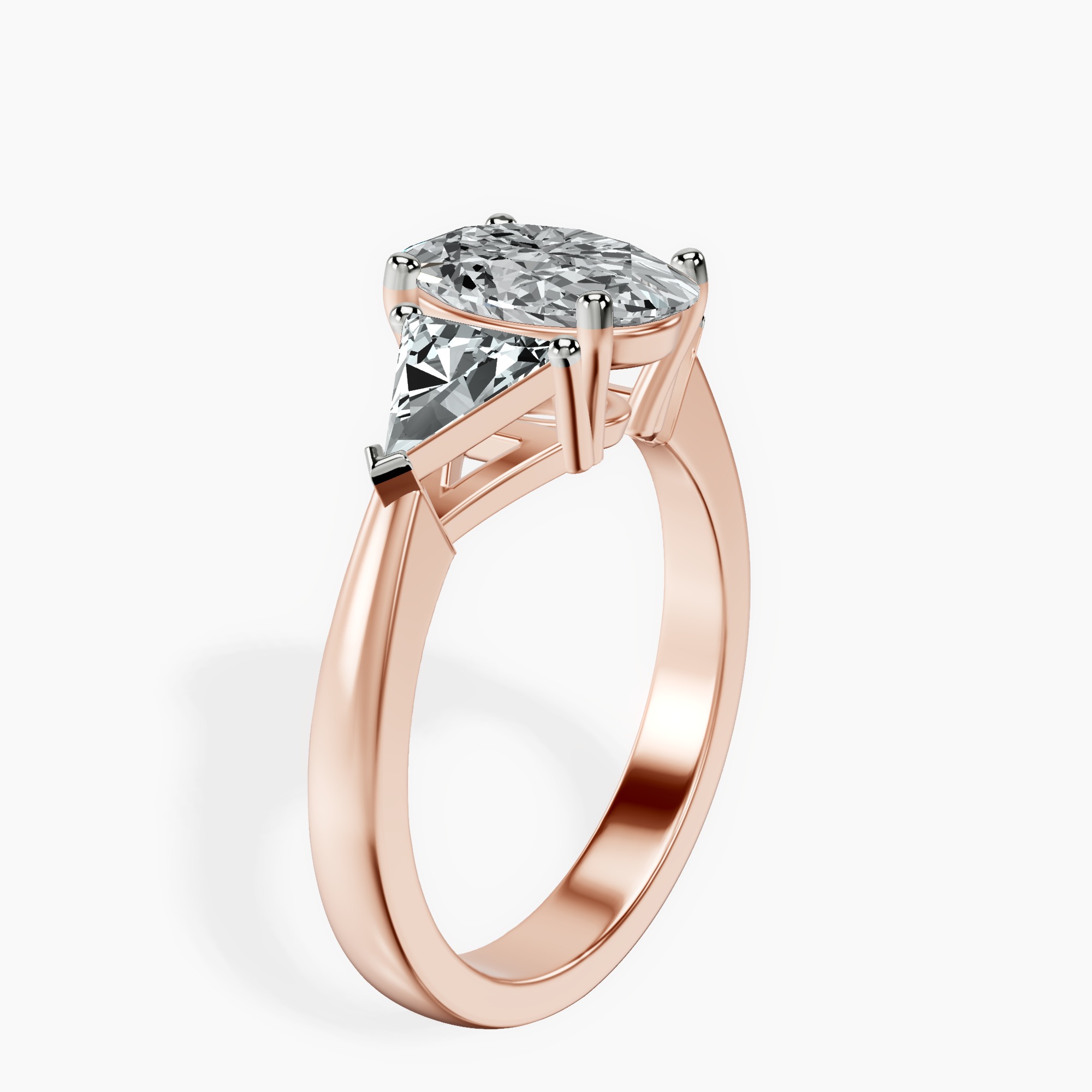 2.40 ct. oval Caroline Side Trillion Ring in 18kt rose gold standing product image one