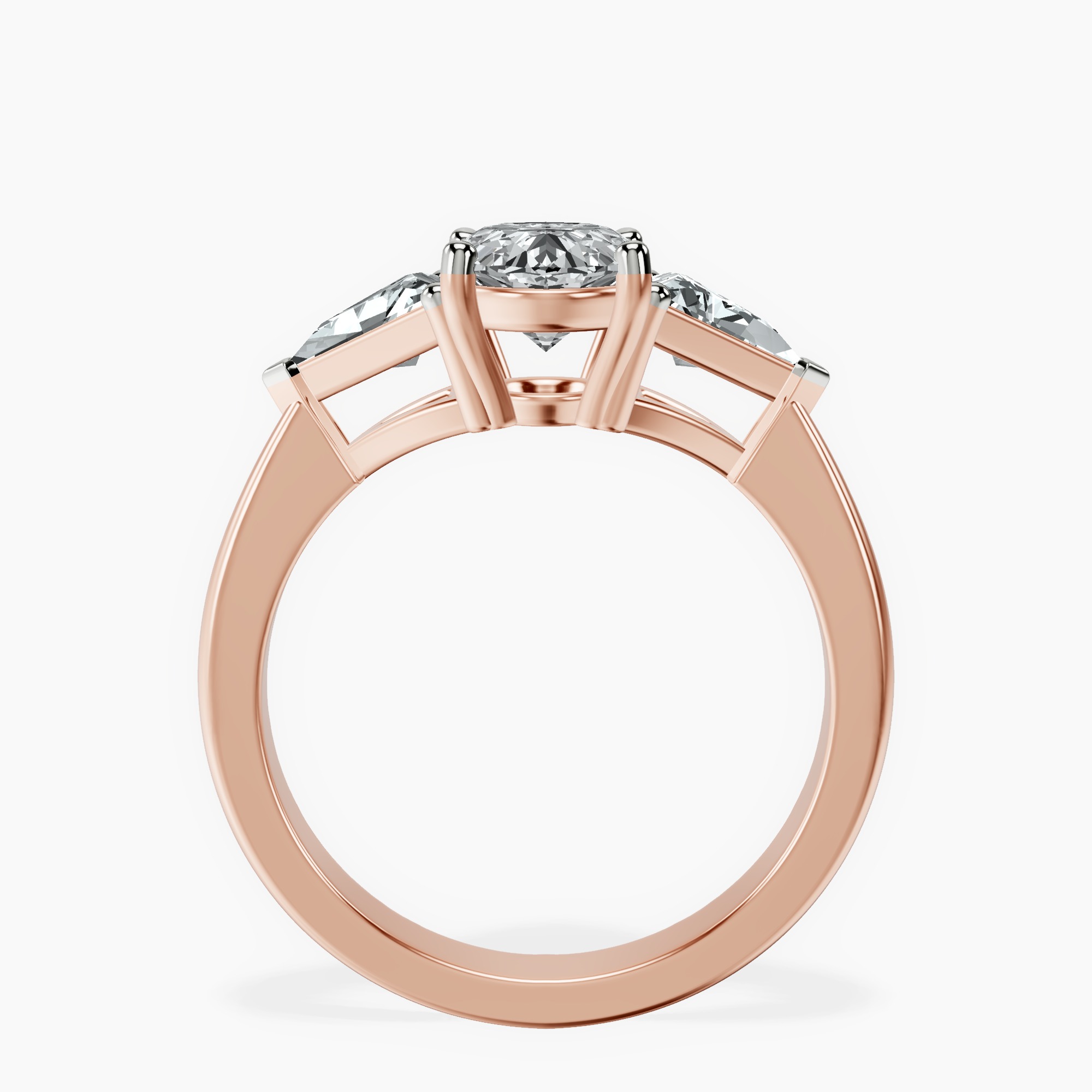 2.40 ct. oval Caroline Side Trillion Ring in 18kt rose gold side right image one