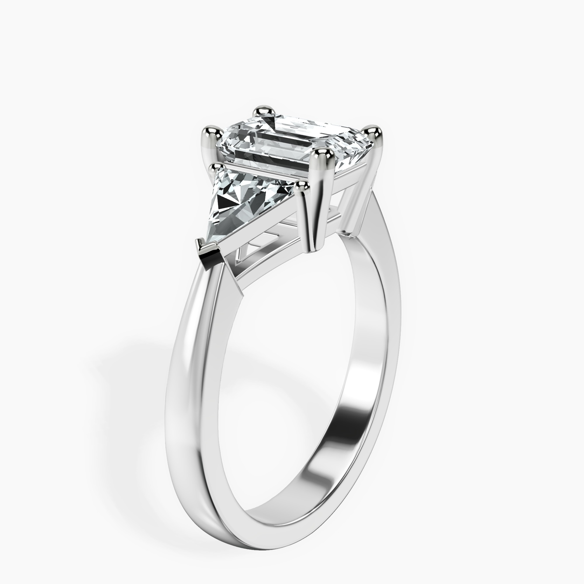 2.16 ct. emerald Caroline Side Trillion Ring in 14kt white gold standing product image one