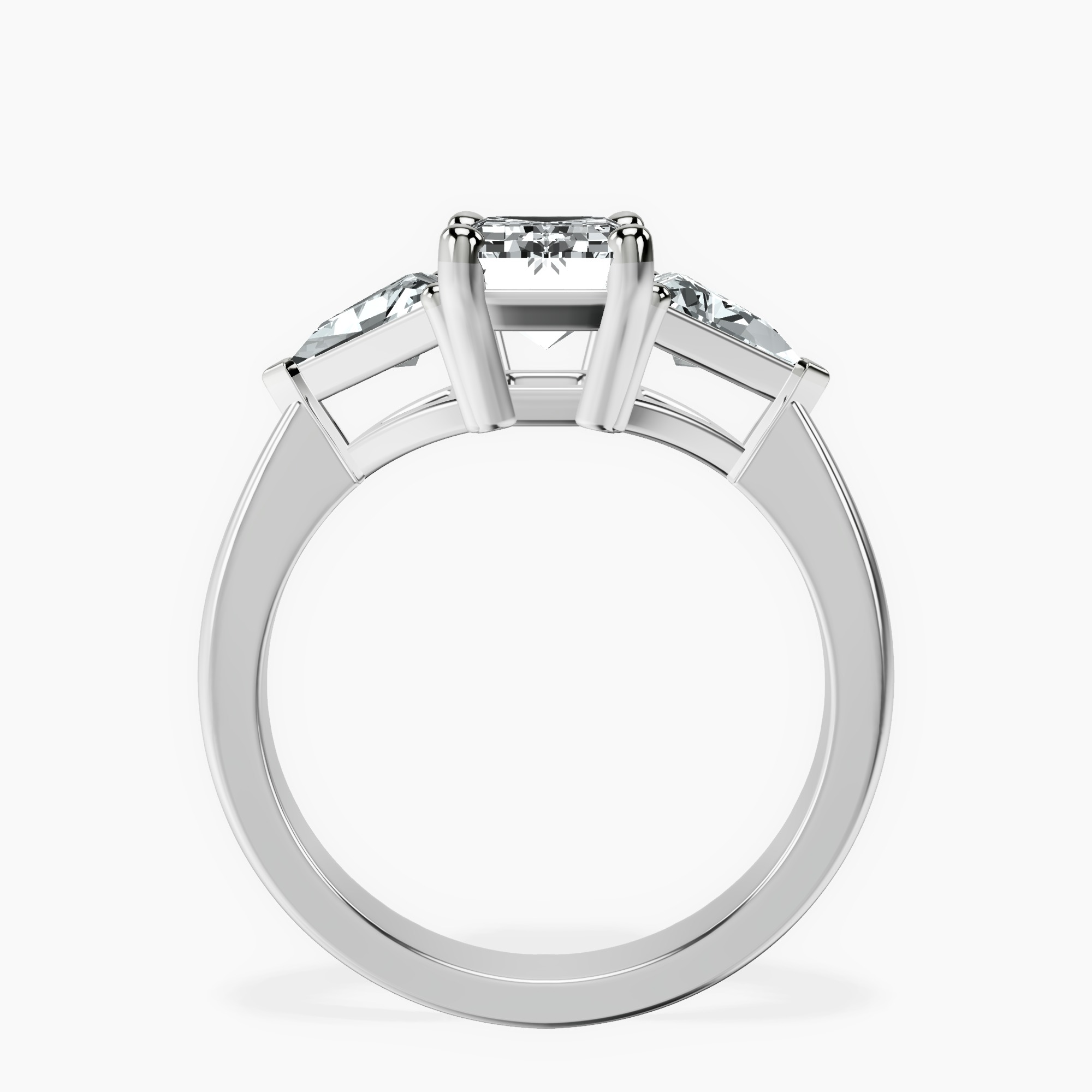 2.16 ct. emerald Caroline Side Trillion Ring in 14kt white gold side right image one