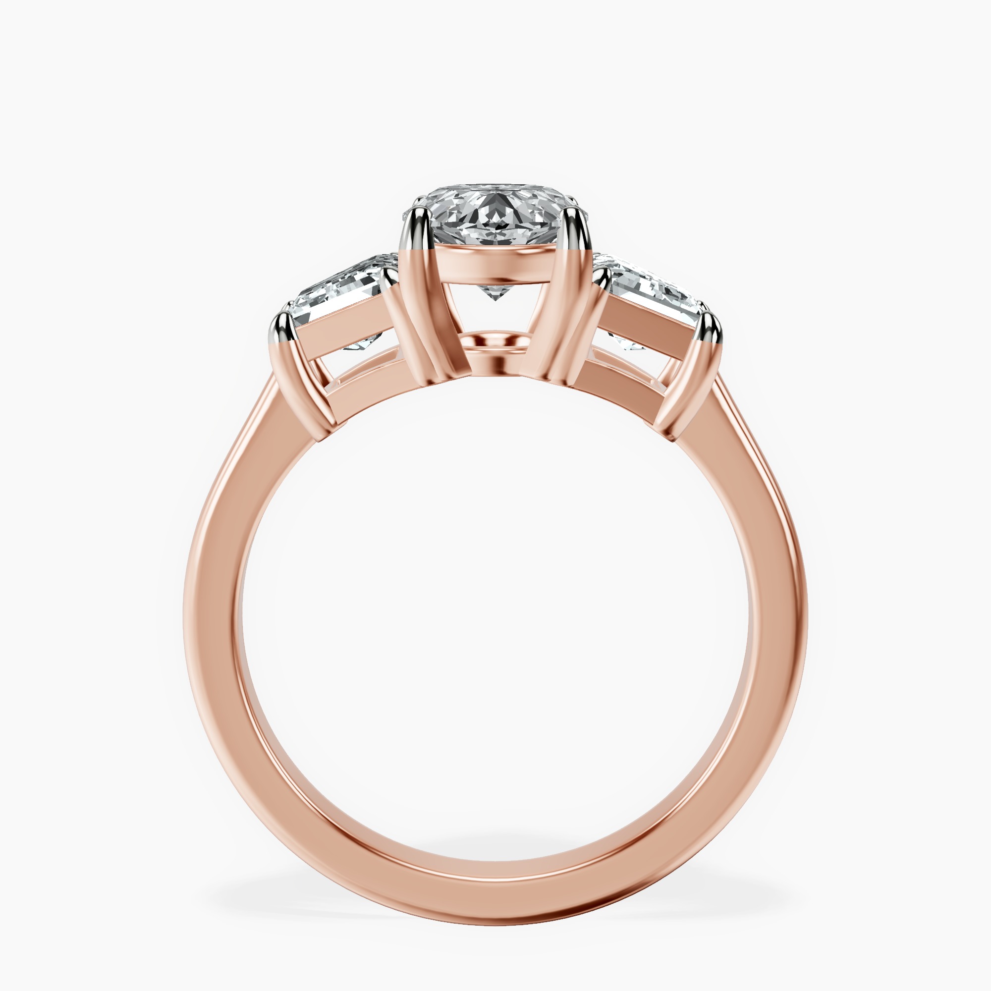 3.40 ct. oval Dianna Side Trapezium Ring in 10kt rose gold side right image one