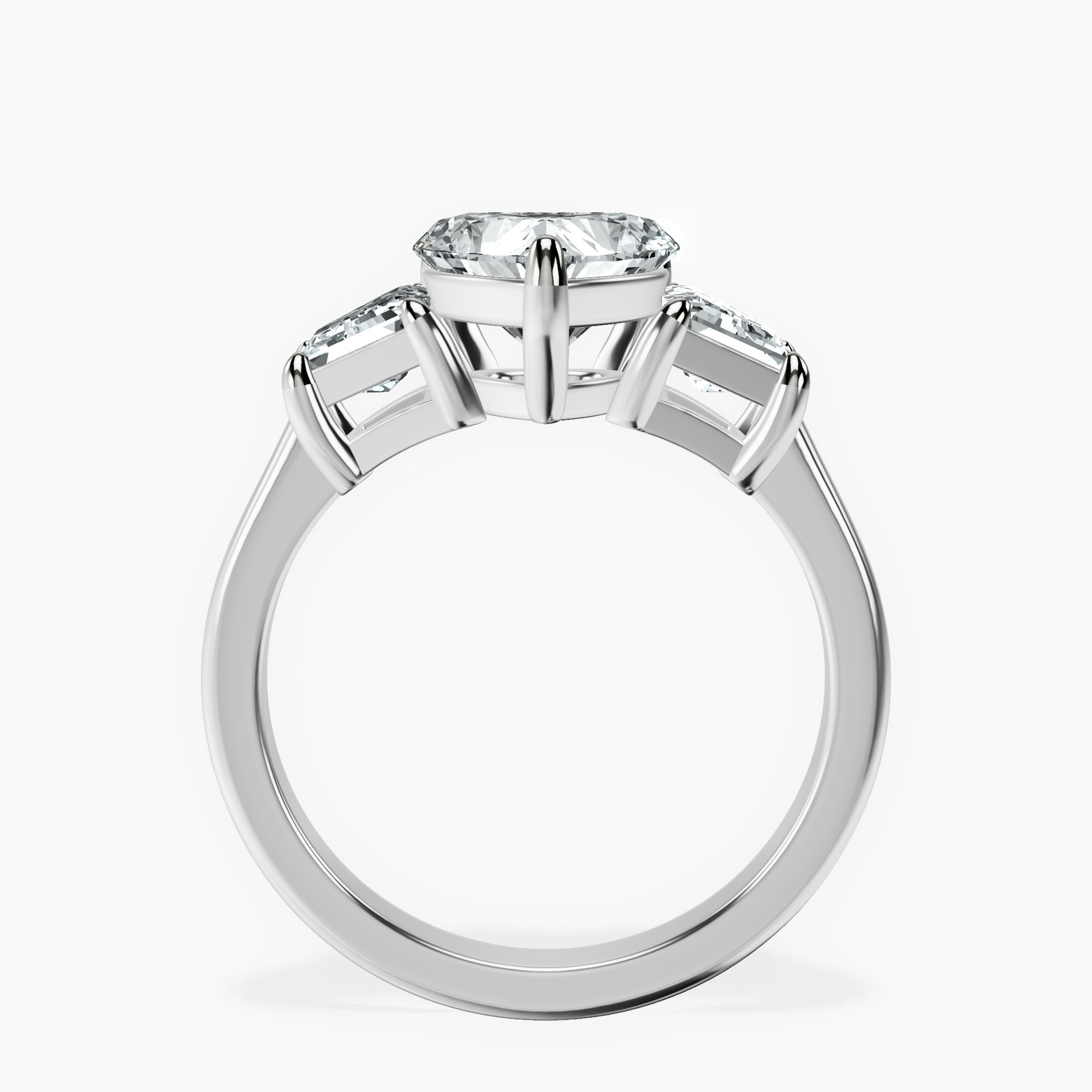 1.29 ct. heart Dianna Side Trapezium Ring in 18kt white gold side right image one