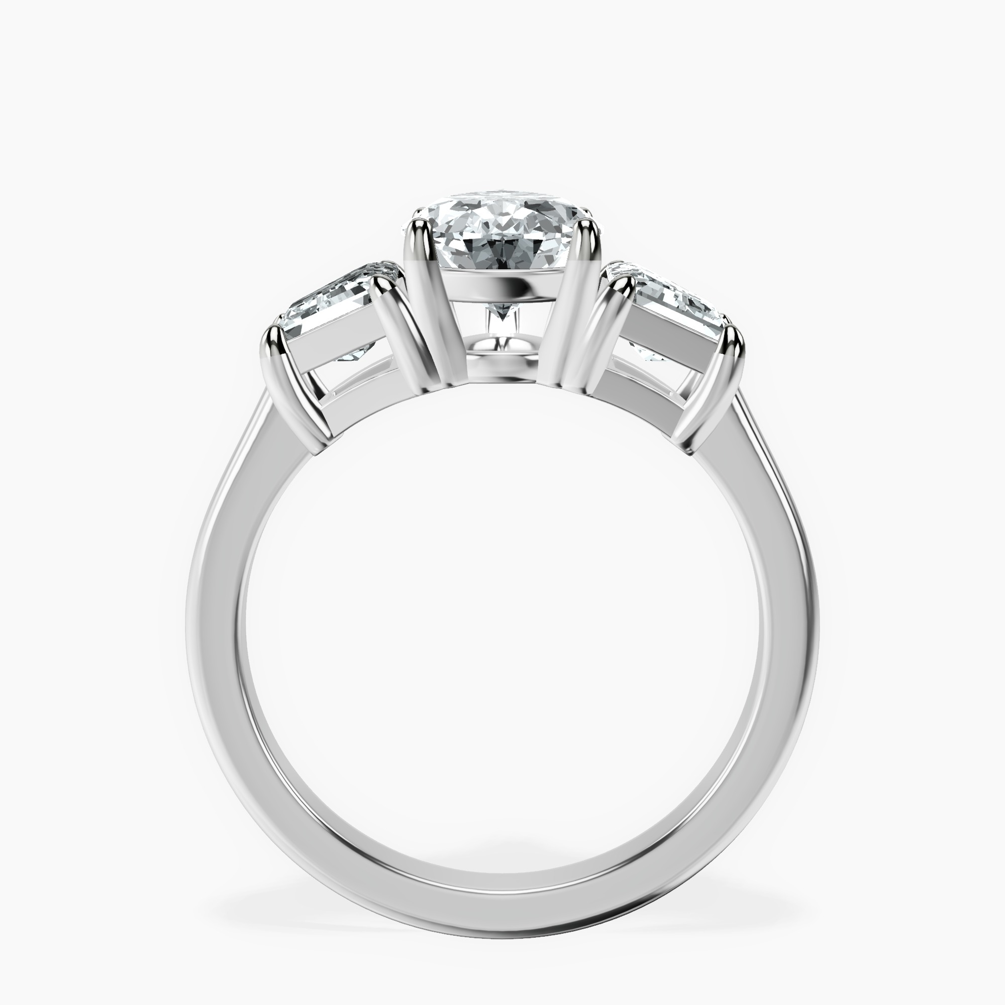 2.96 ct. pear Dianna Side Trapezium Ring in 14kt white gold side right image one
