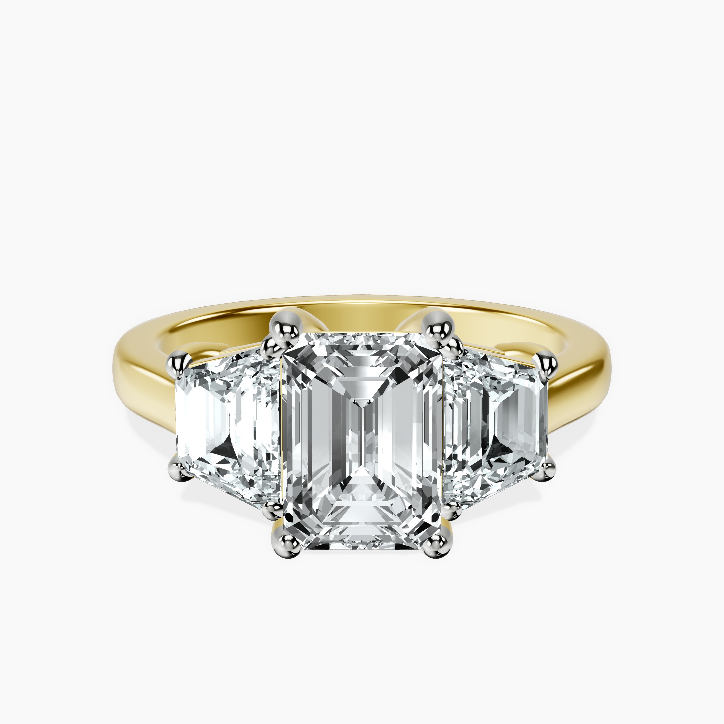 2.16 ct. emerald Dianna Side Trapezium Ring in 18kt yellow gold rtr top