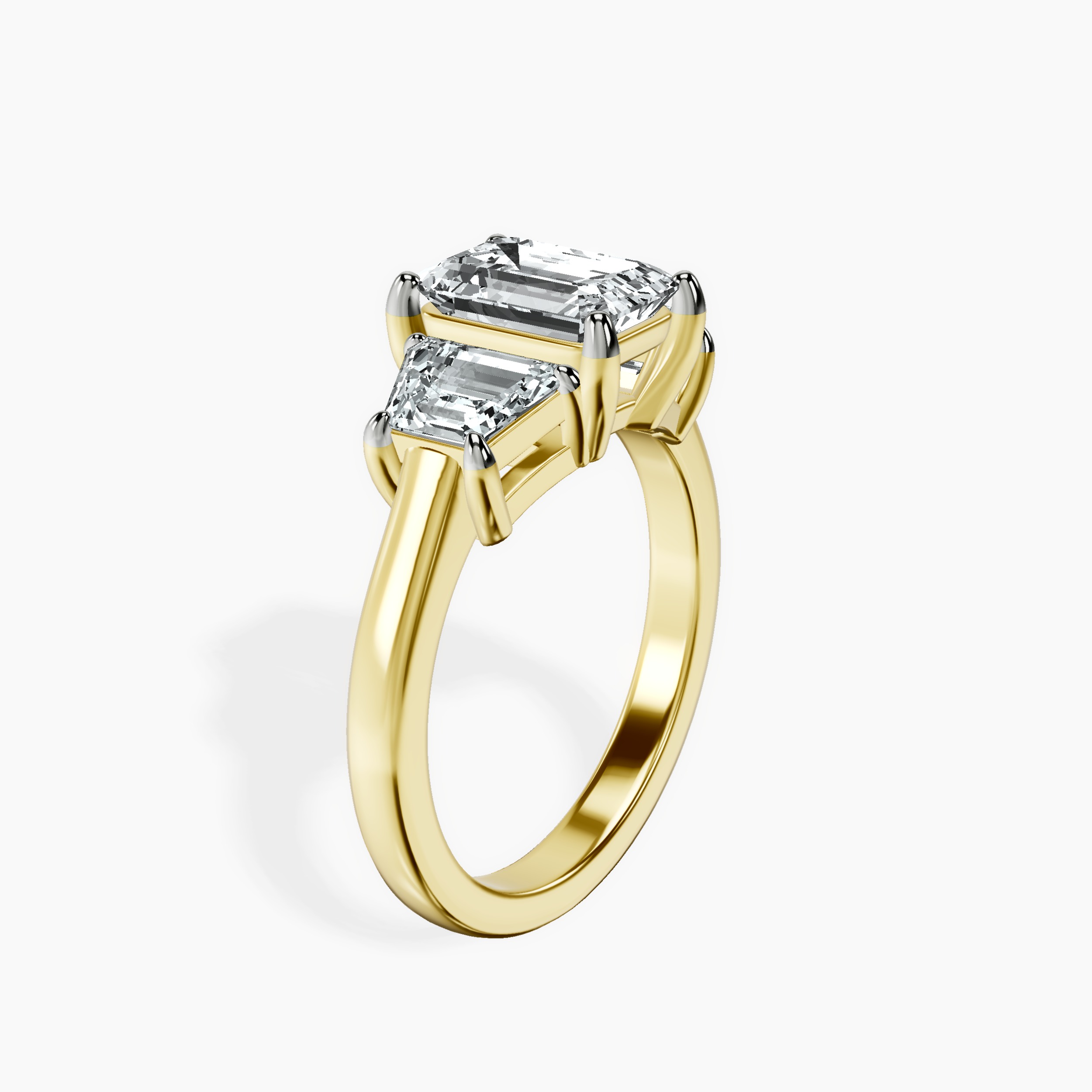 2.16 ct. emerald Dianna Side Trapezium Ring in 18kt yellow gold standing product image one