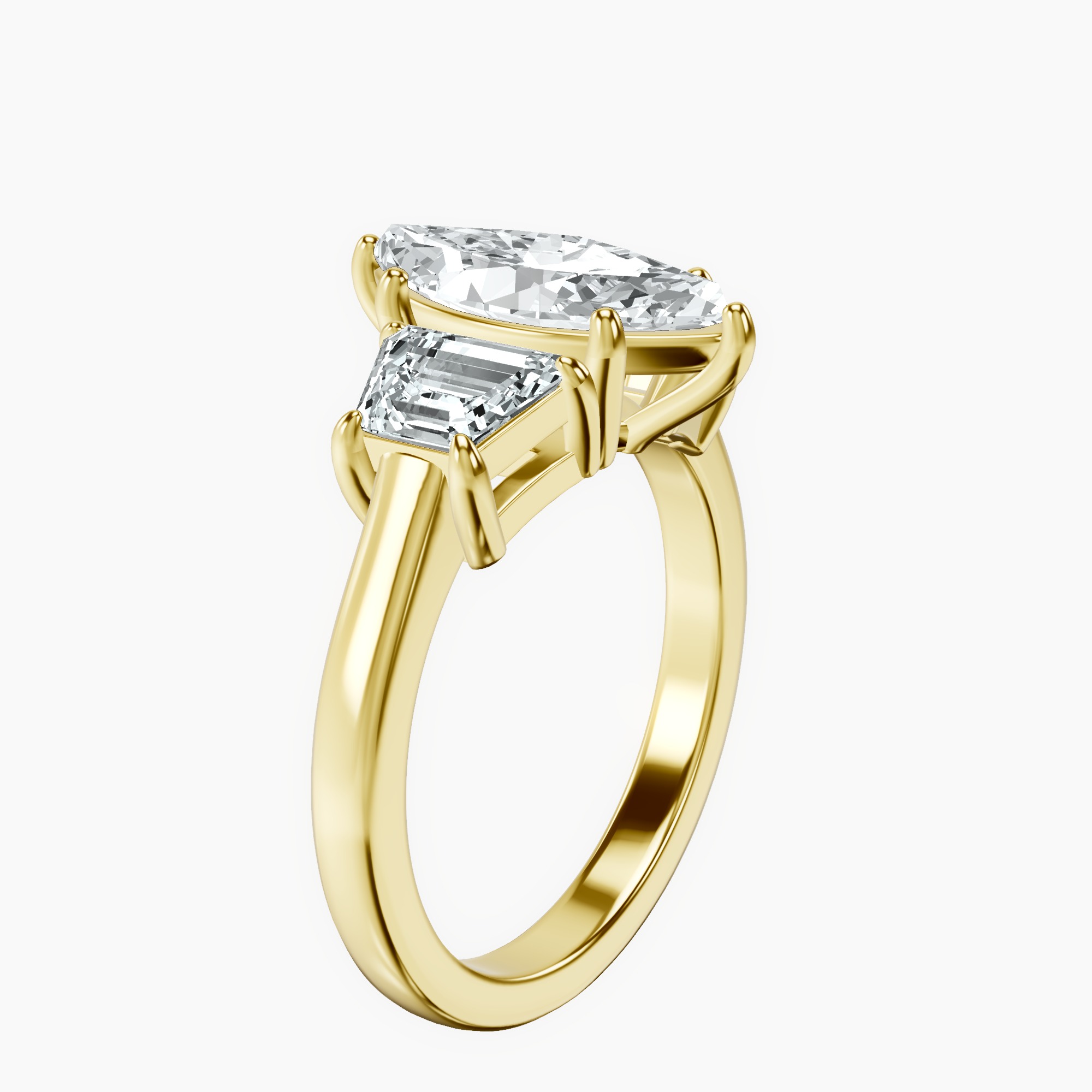 2.73 ct. marquise Dianna Side Trapezium Ring in 10kt yellow gold standing product image one