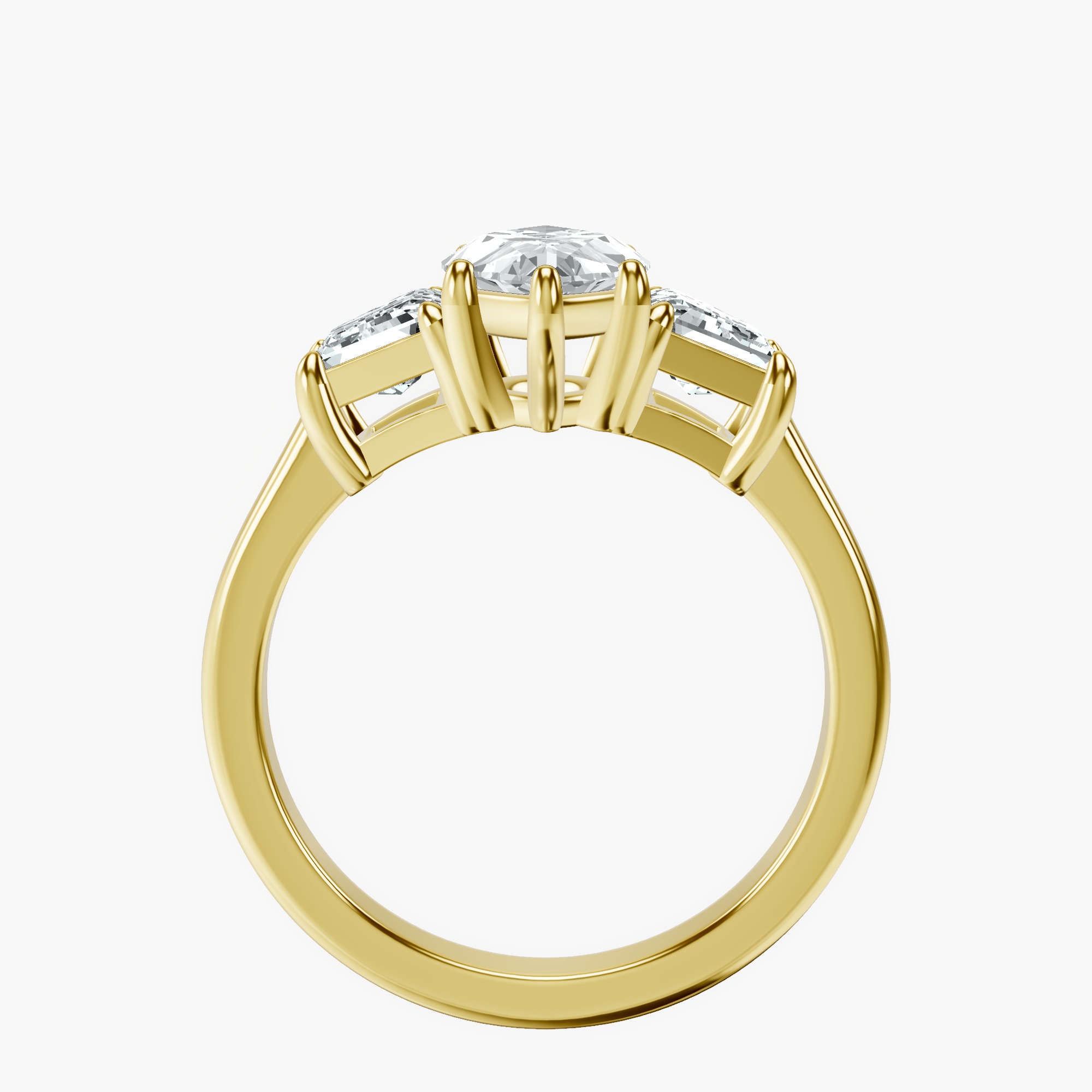 2.73 ct. marquise Dianna Side Trapezium Ring in 10kt yellow gold side right image one
