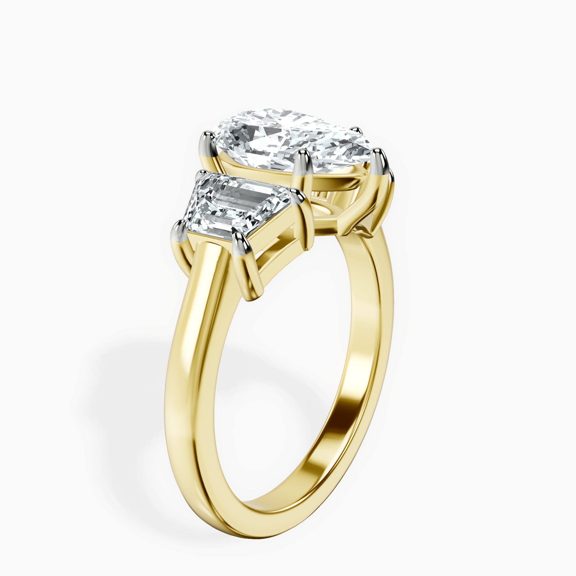 2.96 ct. pear Dianna Side Trapezium Ring in 18kt yellow gold standing product image one