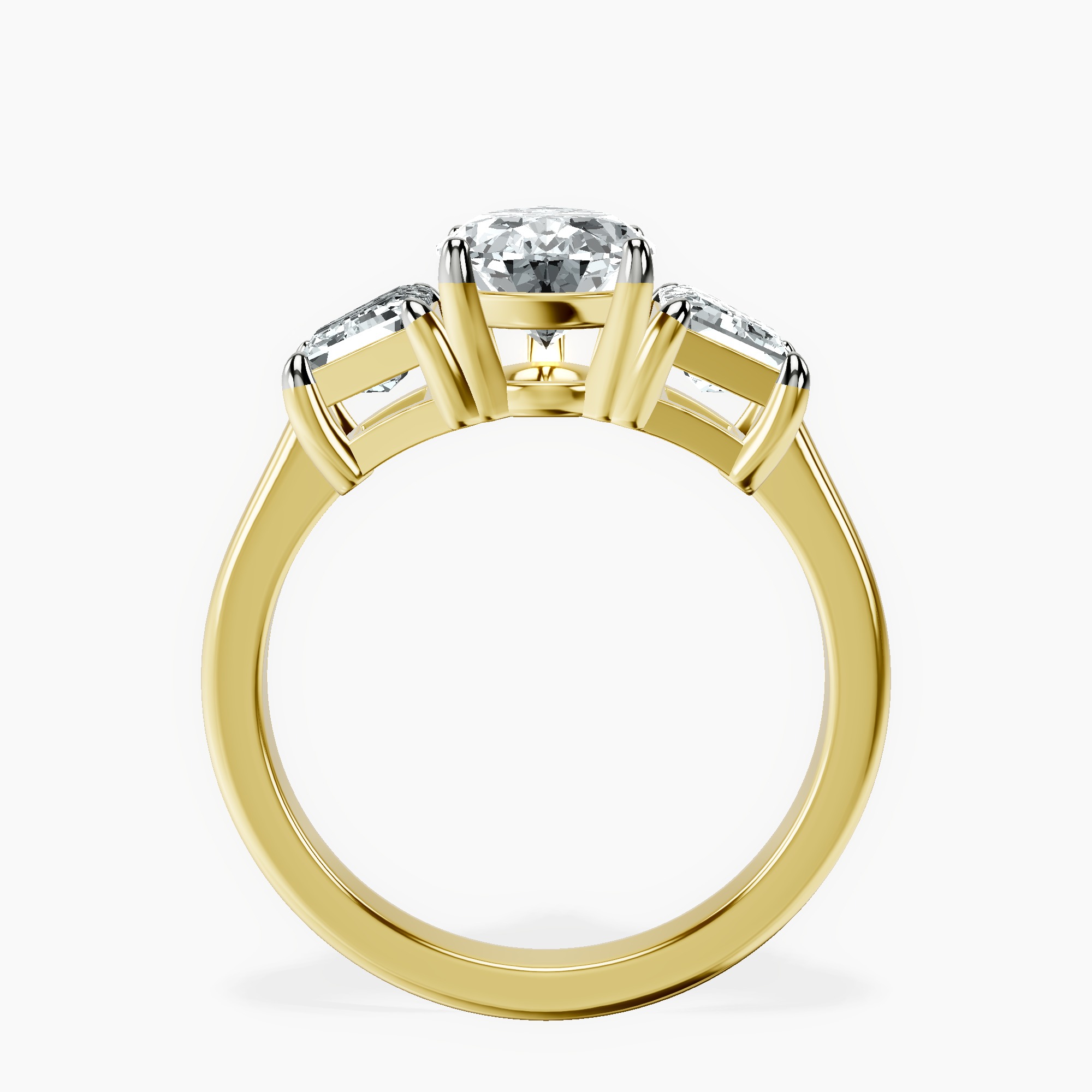2.96 ct. pear Dianna Side Trapezium Ring in 18kt yellow gold side right image one