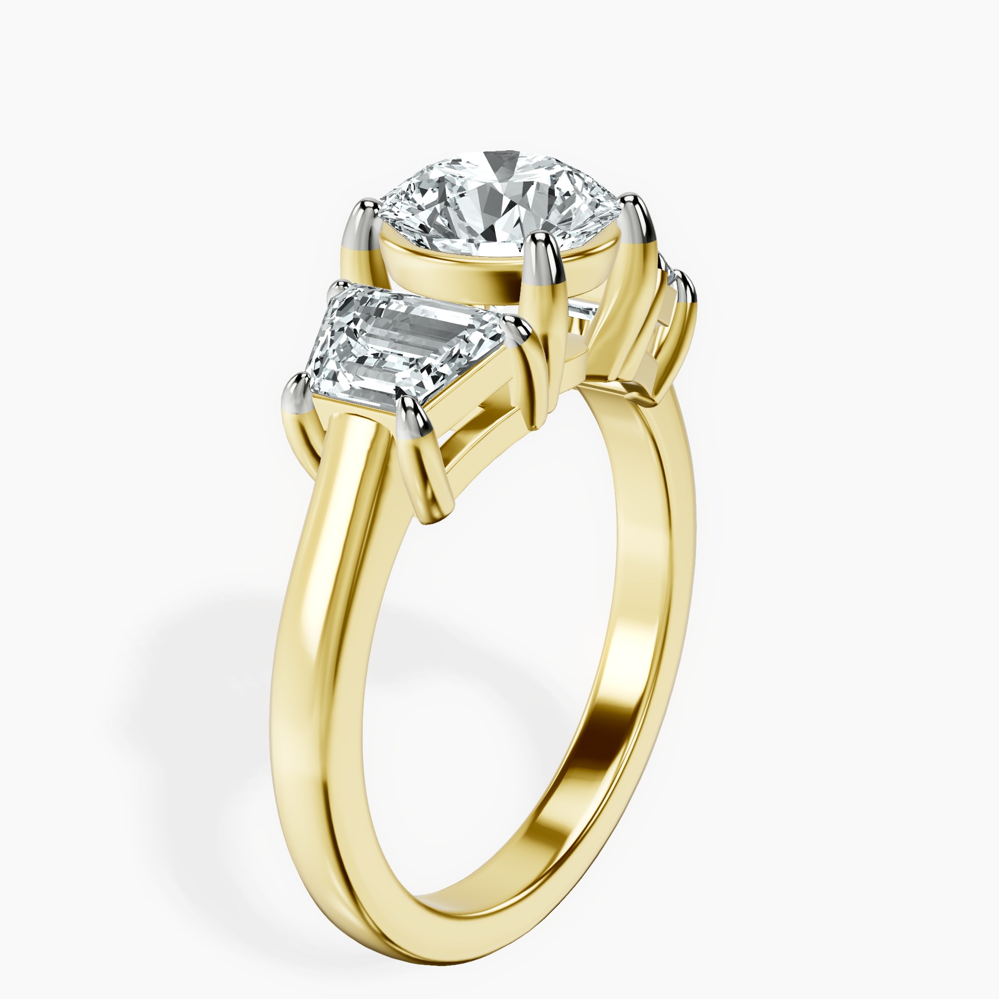 1.39 ct. round Dianna Side Trapezium Ring in 14kt yellow gold standing product image one