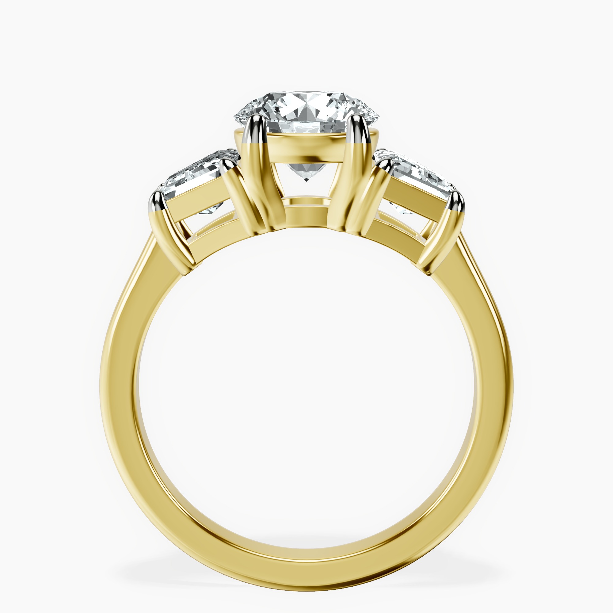 1.39 ct. round Dianna Side Trapezium Ring in 14kt yellow gold side right image one