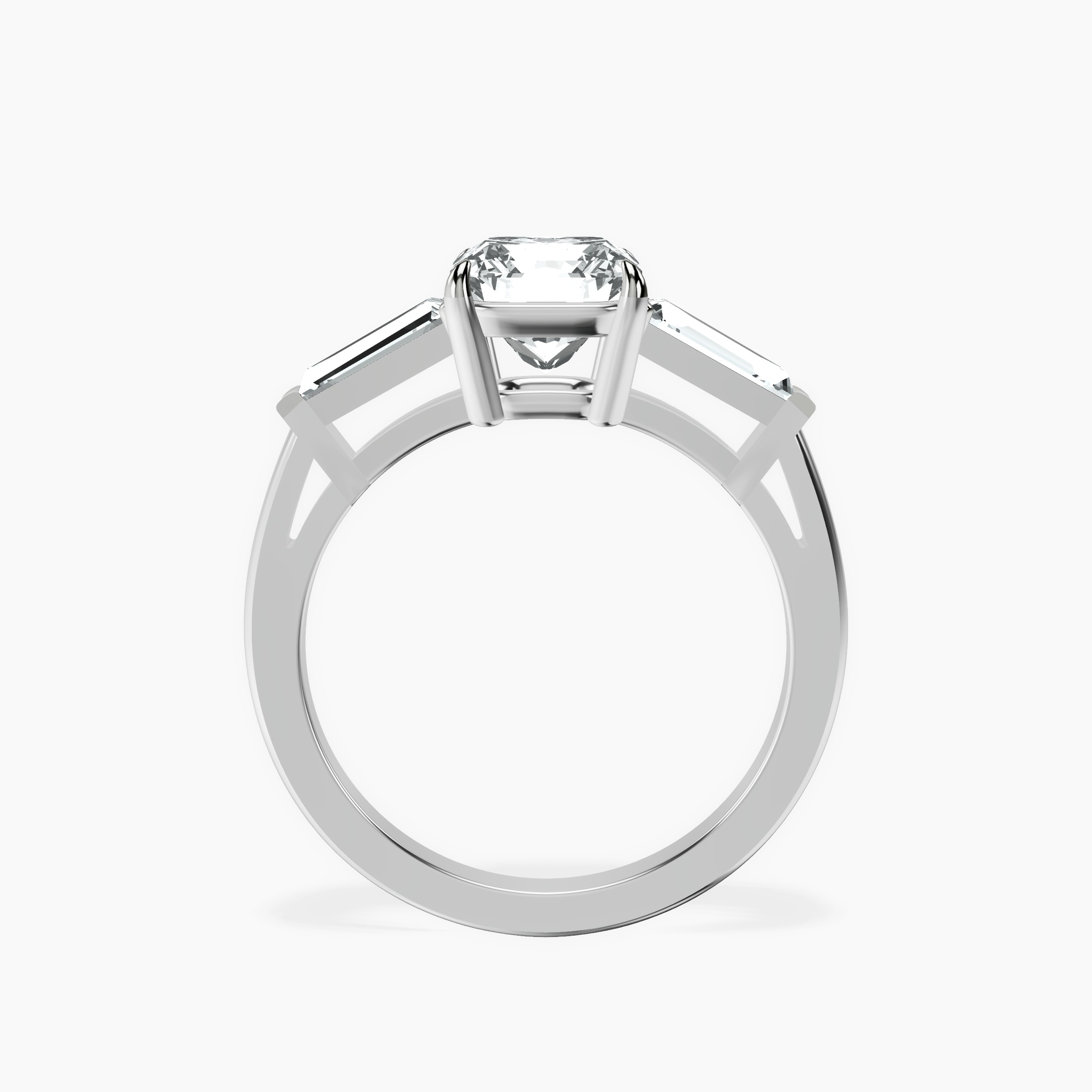 4.96 ct. radiant Madison Side Baguette Ring in 14Ct white gold side right image one