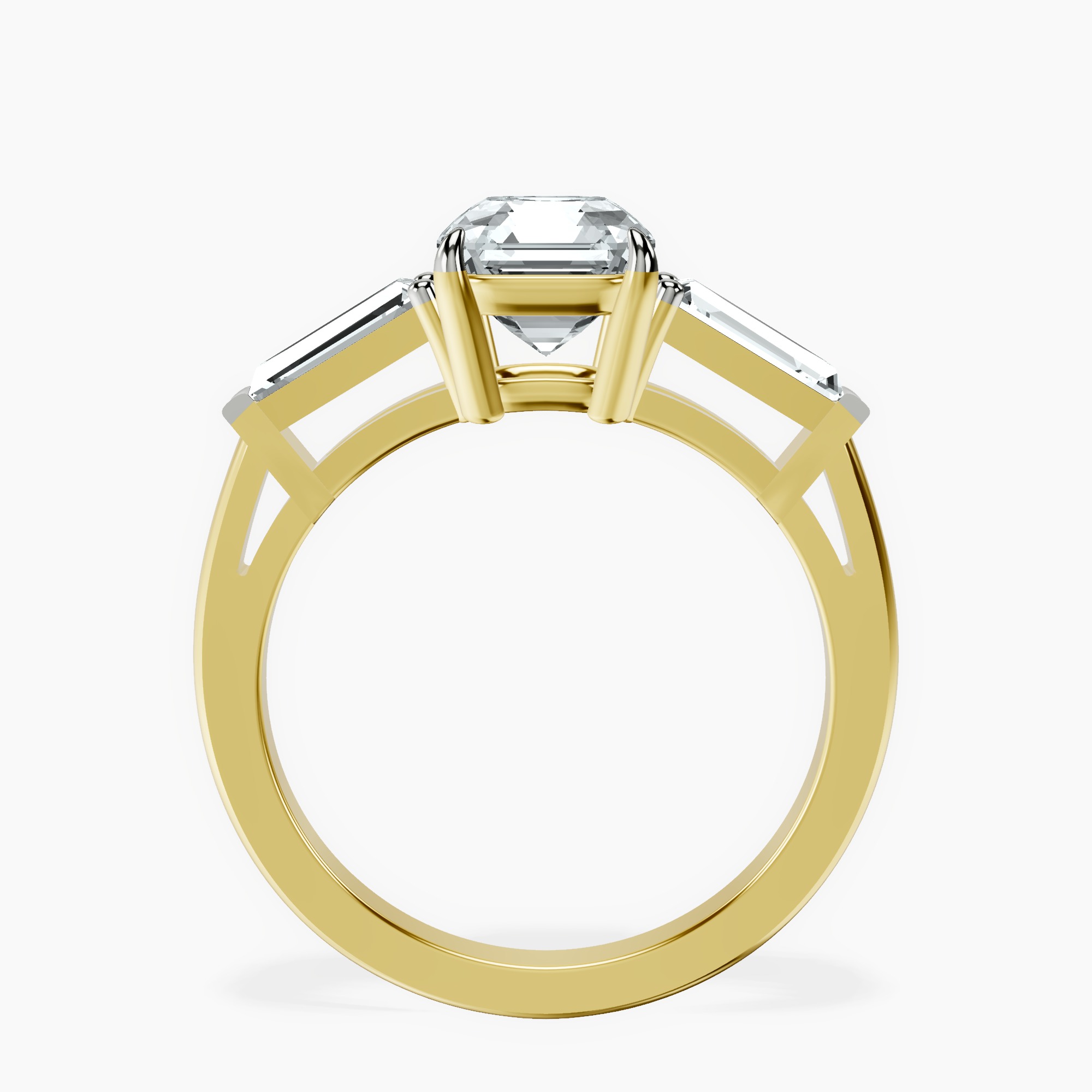 14kt Yellow Gold Jennifer Lopez Three Stone Side Baguette Lab Diamond Ring side right image one