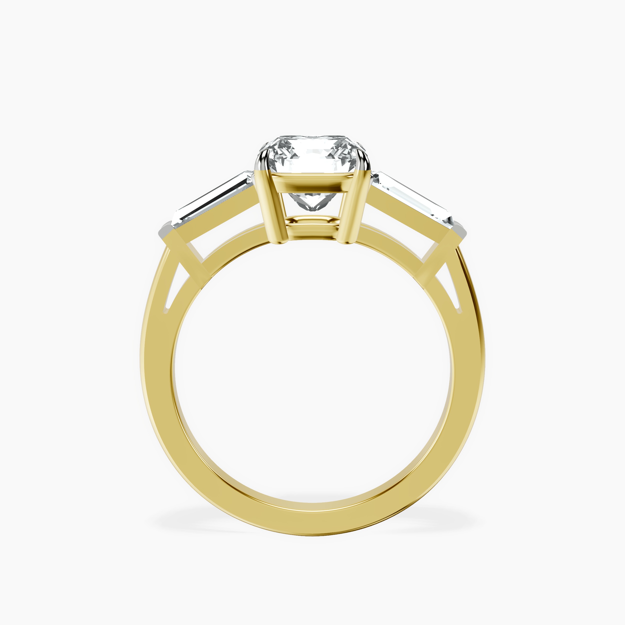 10kt Yellow Gold Jennifer Lopez Three Stone Side Baguette Lab Diamond Ring side right image one
