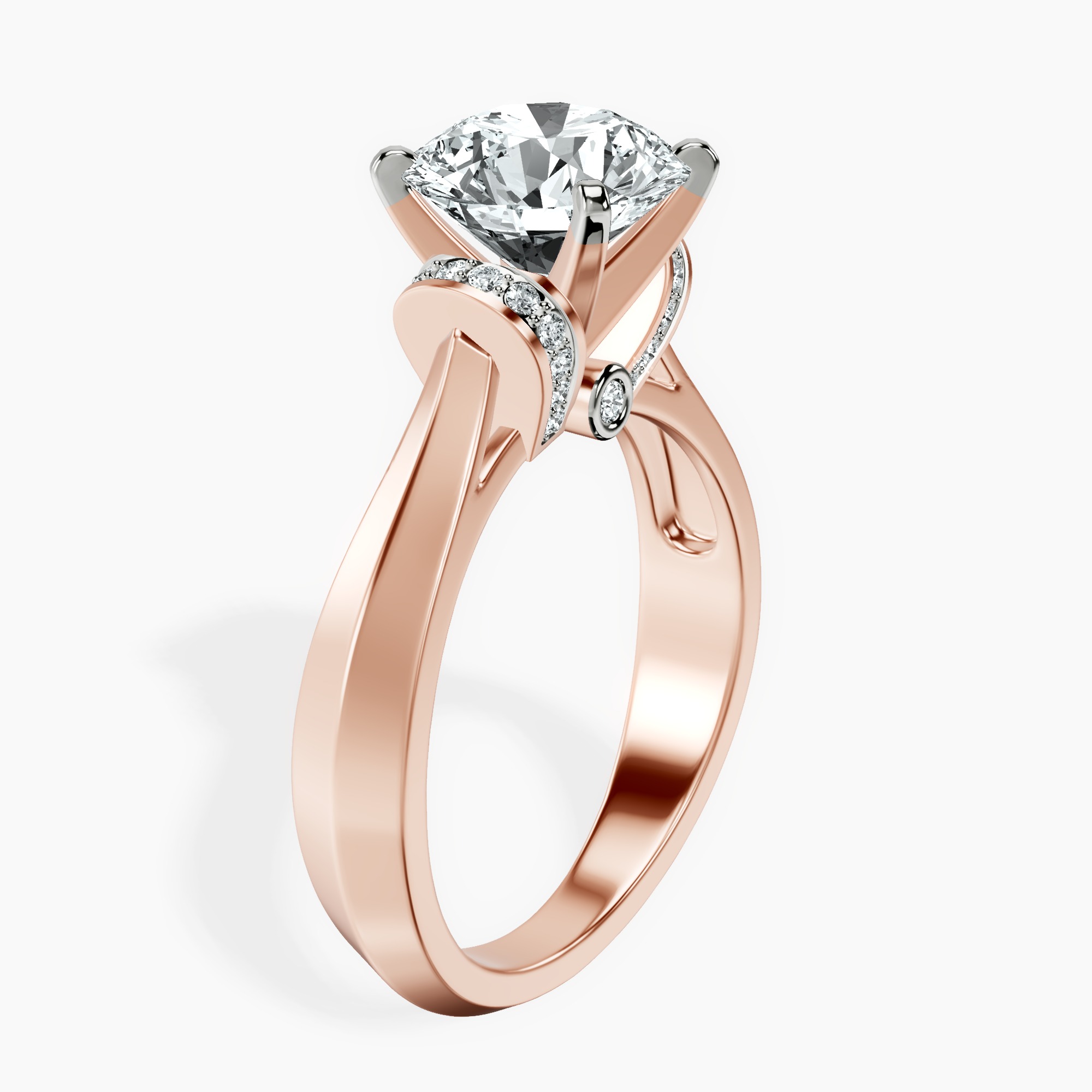 2.36 ct. round Delanie Side Cuff Ring in 14kt rose gold standing product image one