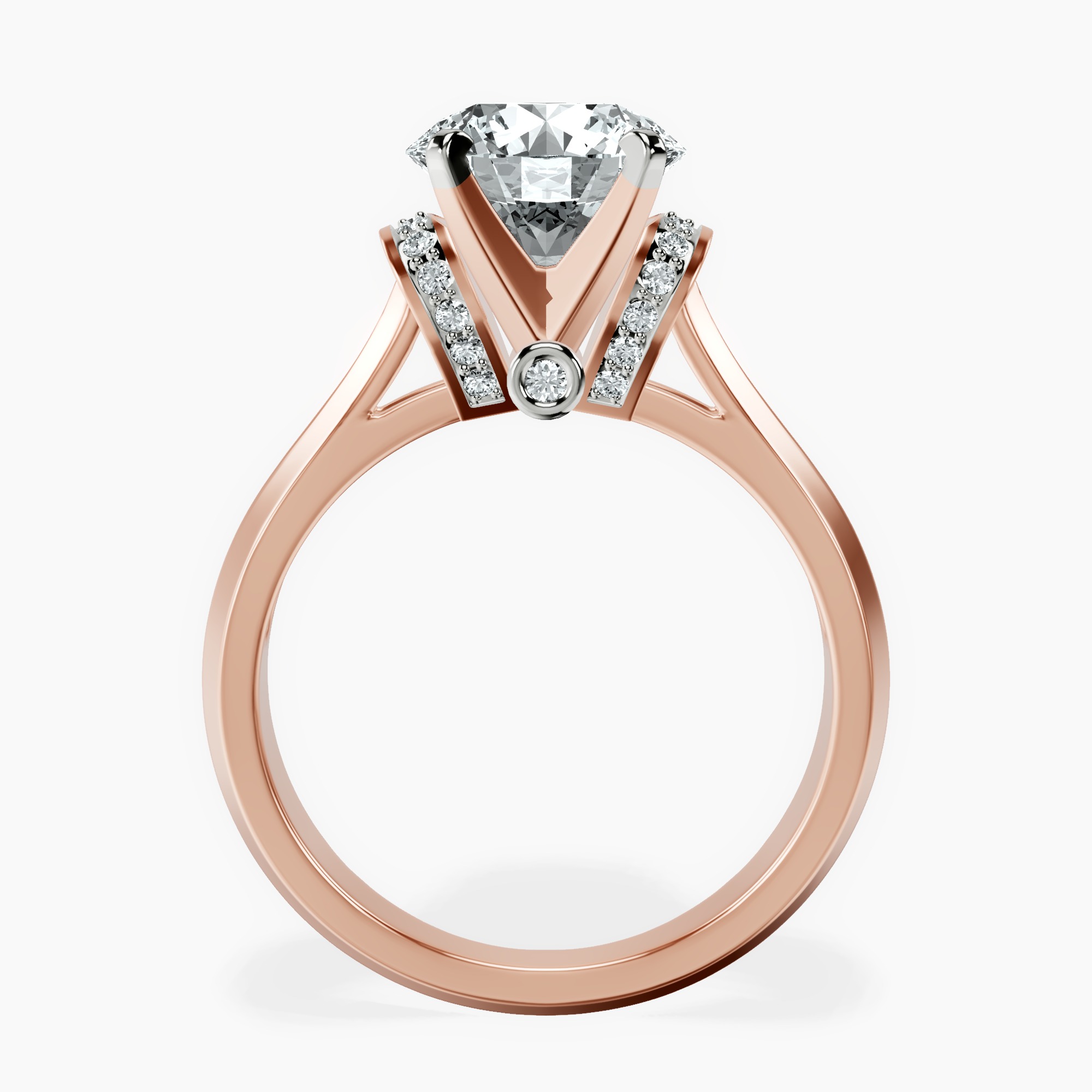 2.36 ct. round Delanie Side Cuff Ring in 14kt rose gold side right image one