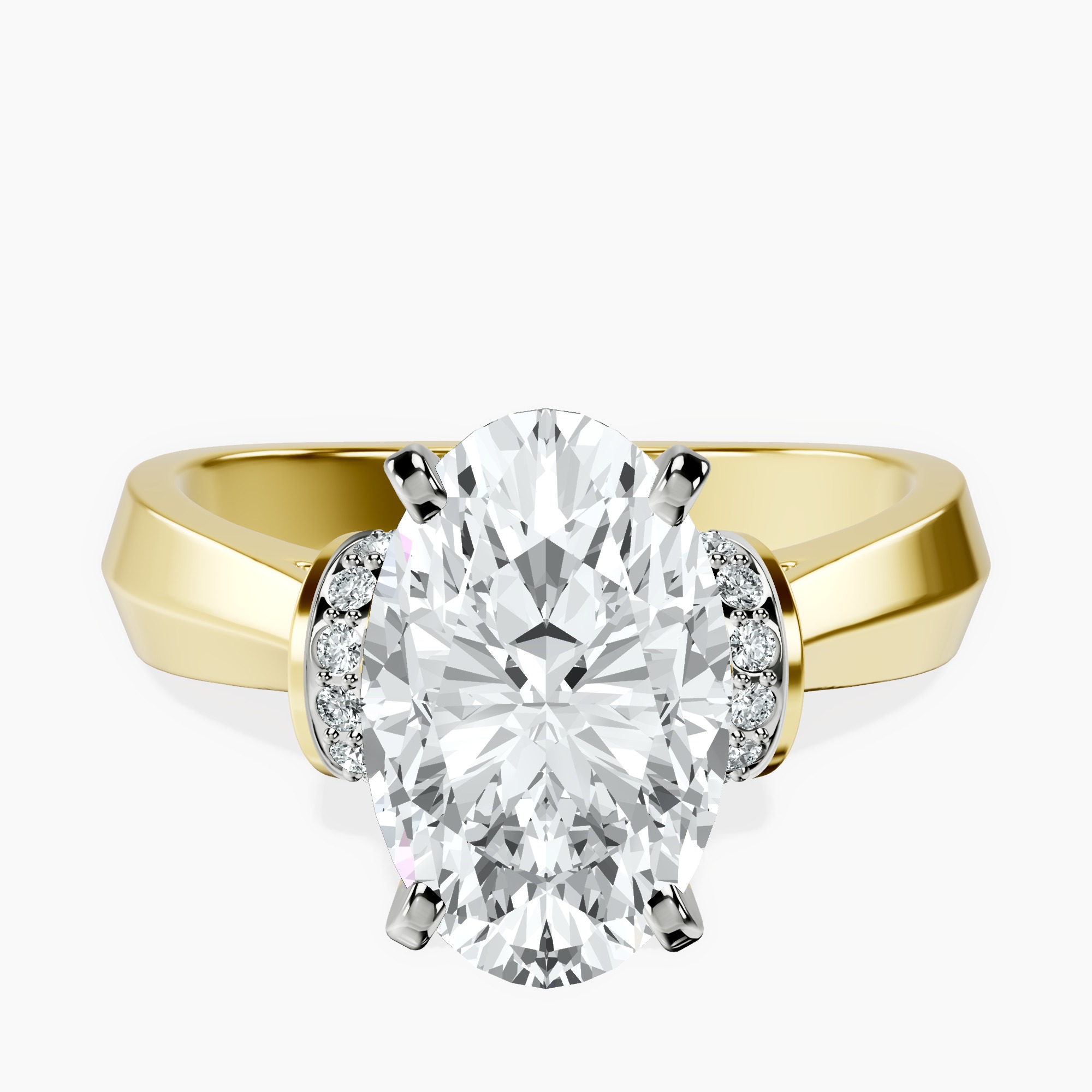 2.40 ct. oval Delanie Side Cuff Ring in 18kt yellow gold rtr top