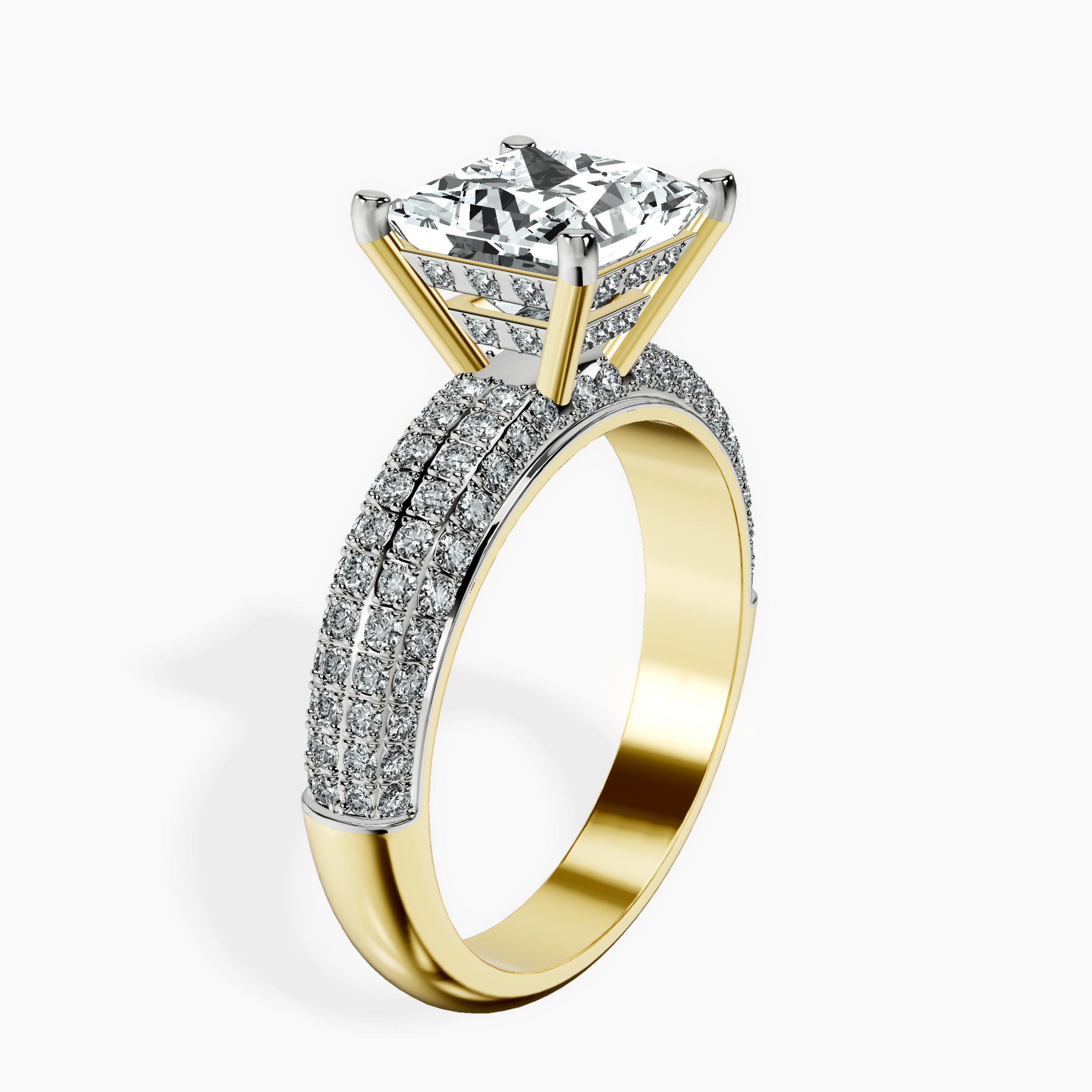 2.80 ct. princess Amira Luxe Ring in 14kt yellow gold standing product image one