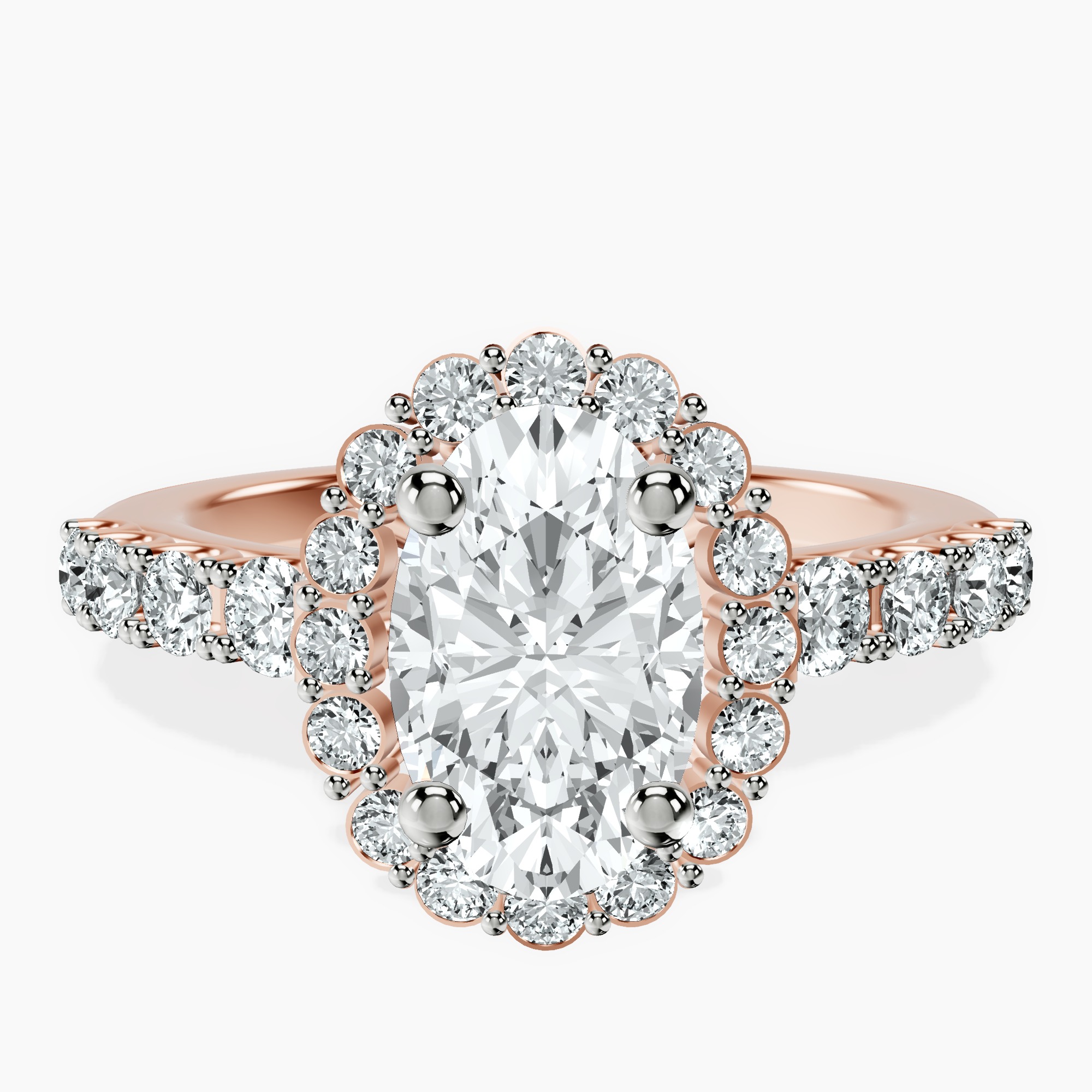 2.44 ct. oval Vionna Round Halo Ring in 10kt rose gold rtr top