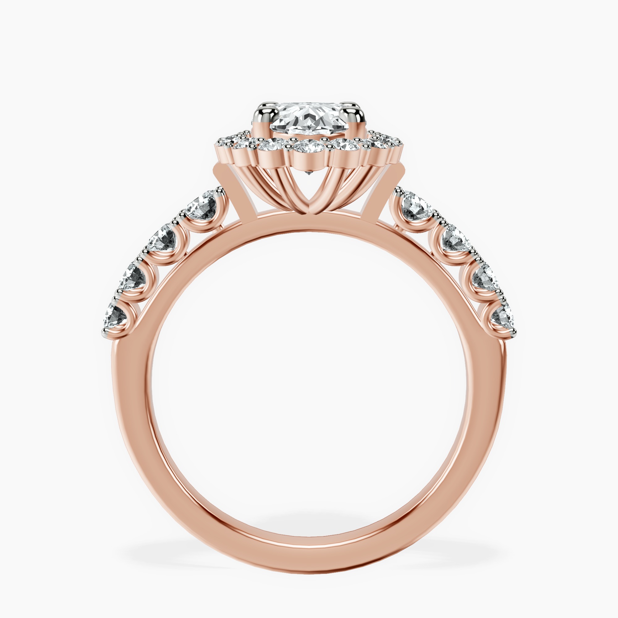 2.44 ct. oval Vionna Round Halo Ring in 10kt rose gold side right image one
