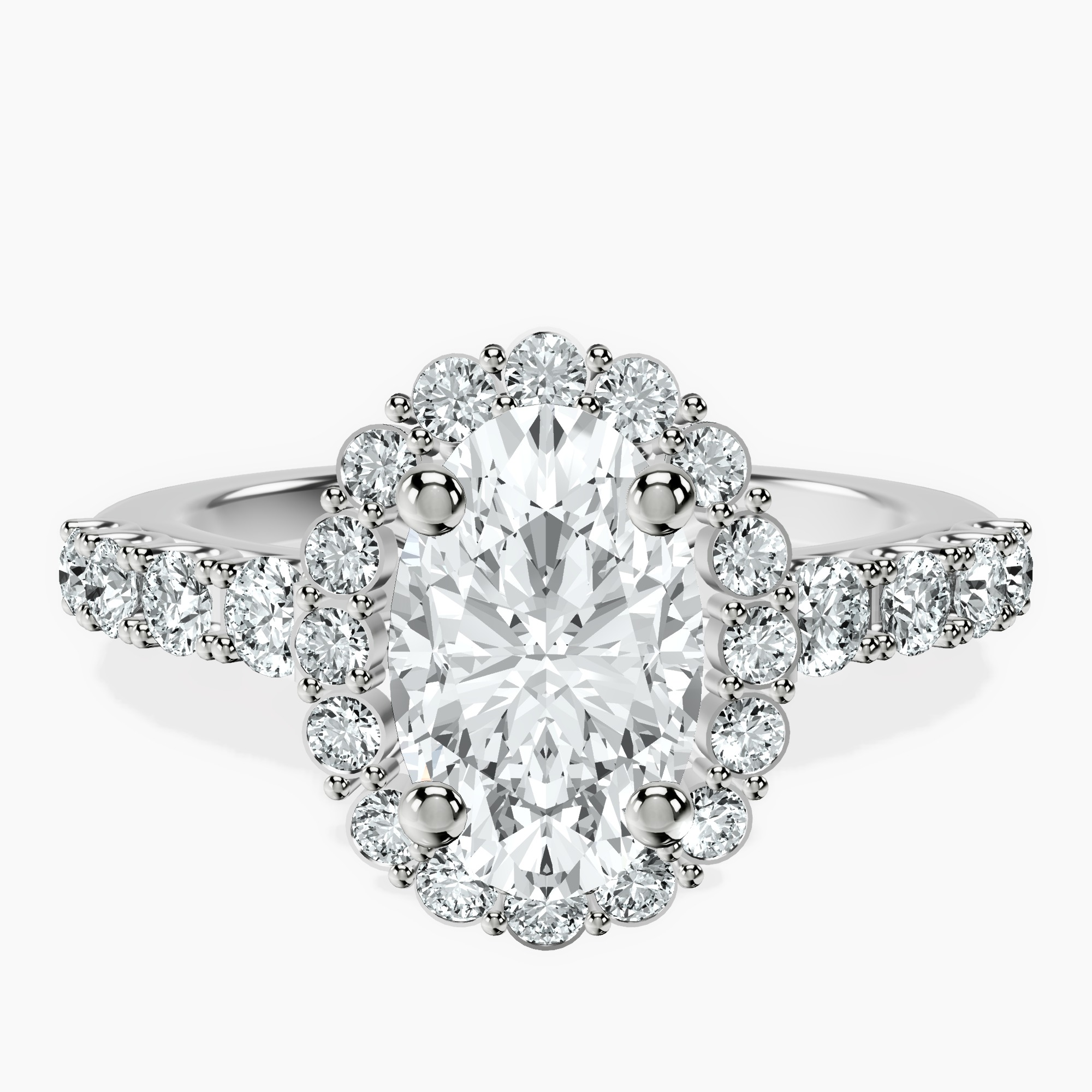 2.40 ct. oval Vionna Round Halo Ring in 10kt white gold rtr top