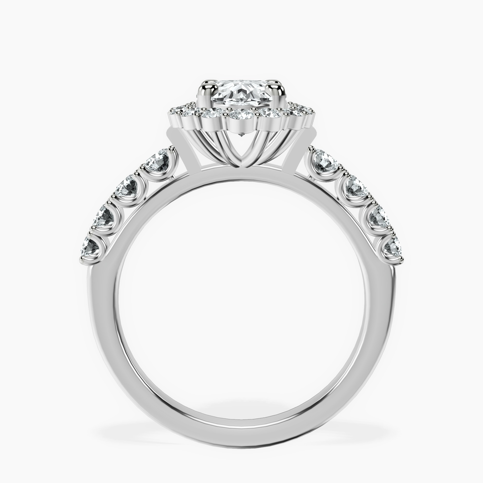 2.40 ct. oval Vionna Round Halo Ring in 10kt white gold side right image one