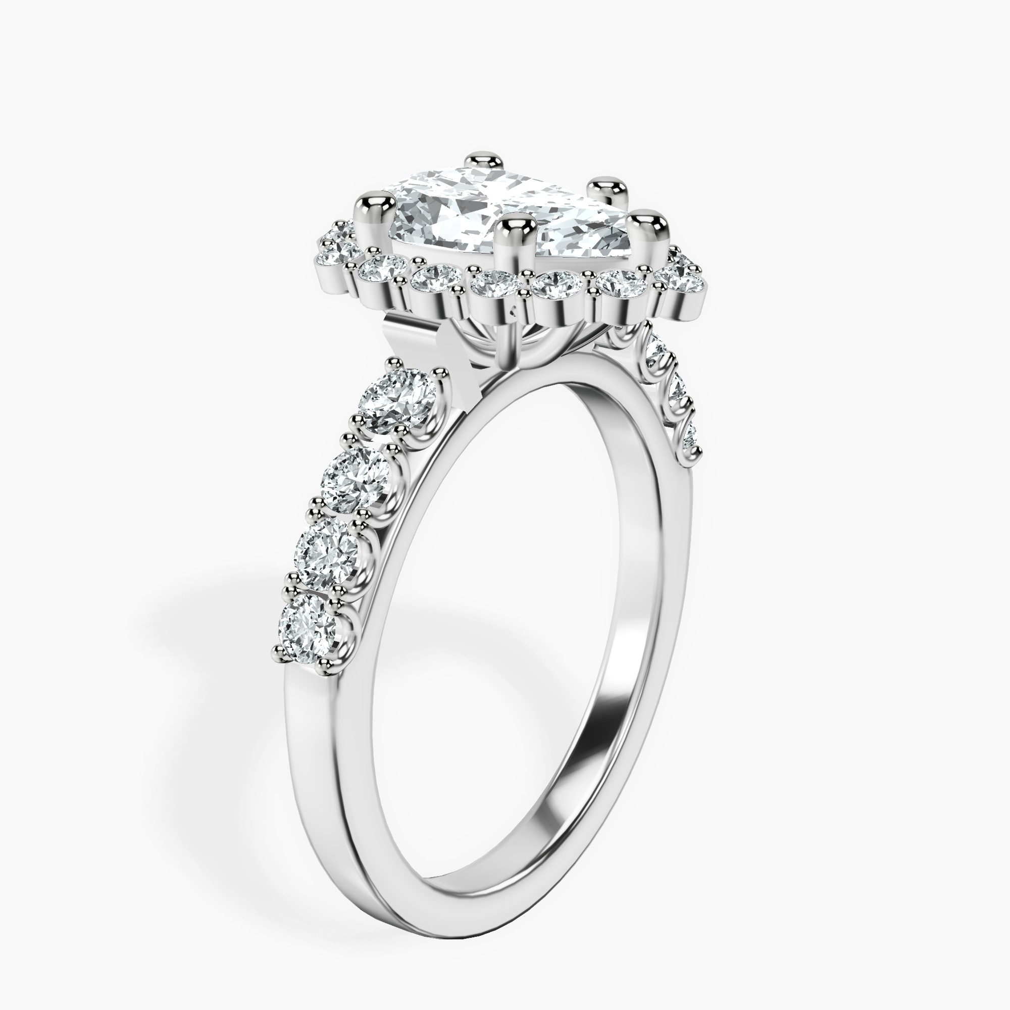 1.85 ct. pear Vionna Round Halo Ring in platinum standing product image one