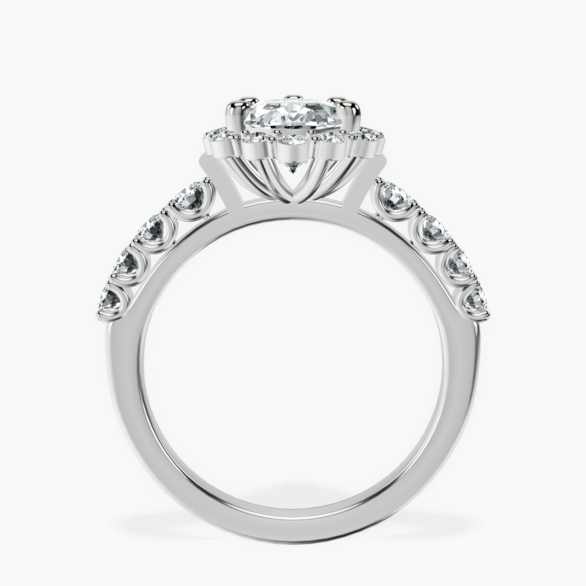 1.85 ct. pear Vionna Round Halo Ring in platinum side right image one