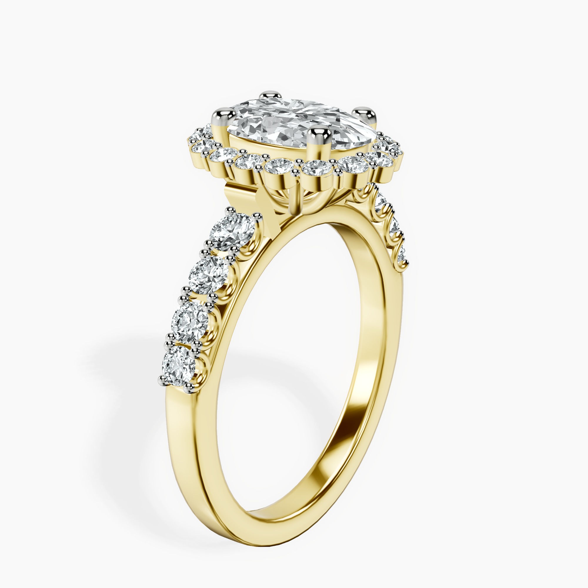 3.40 ct. oval Vionna Round Halo Ring in 18kt yellow gold standing product image one