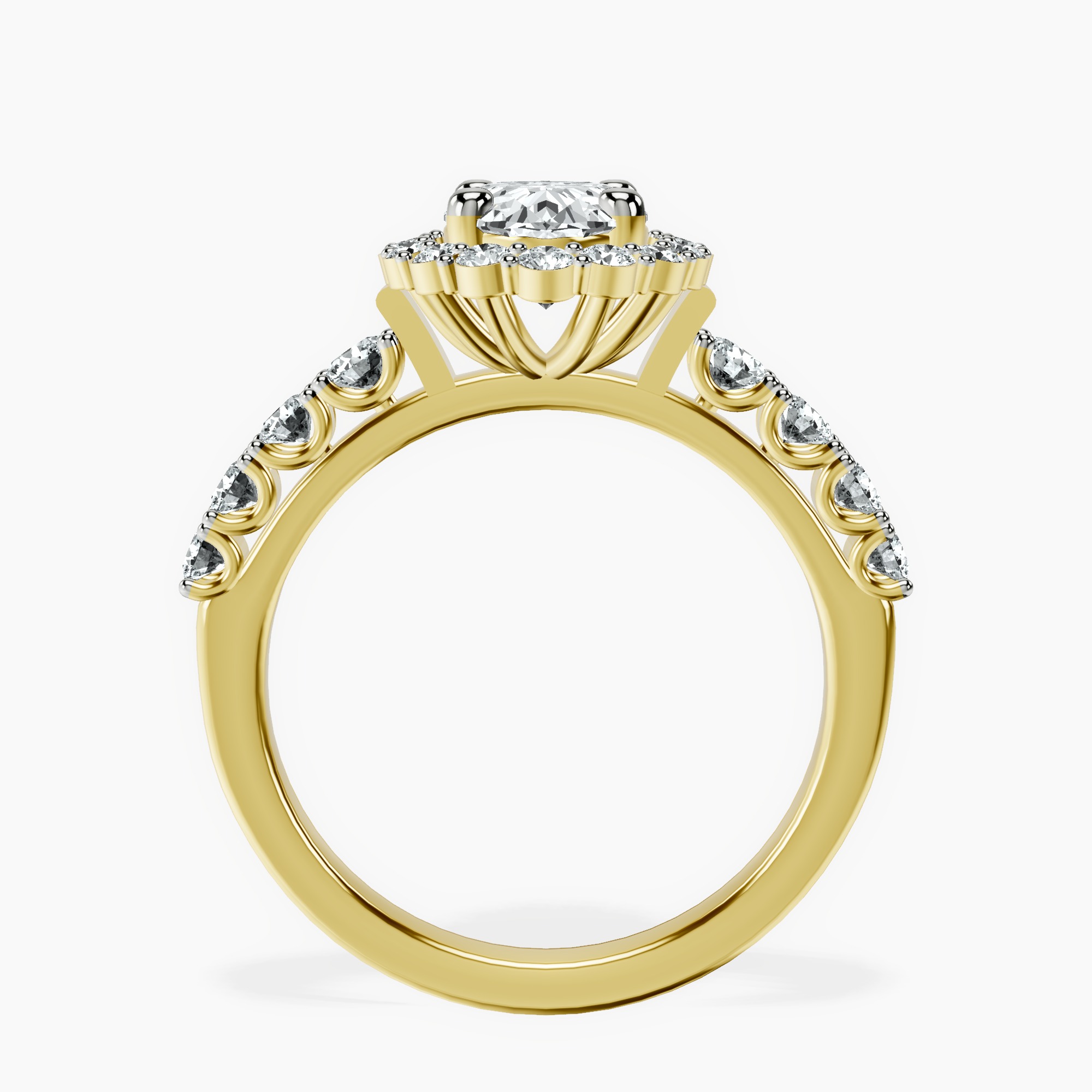 3.40 ct. oval Vionna Round Halo Ring in 18kt yellow gold side right image one
