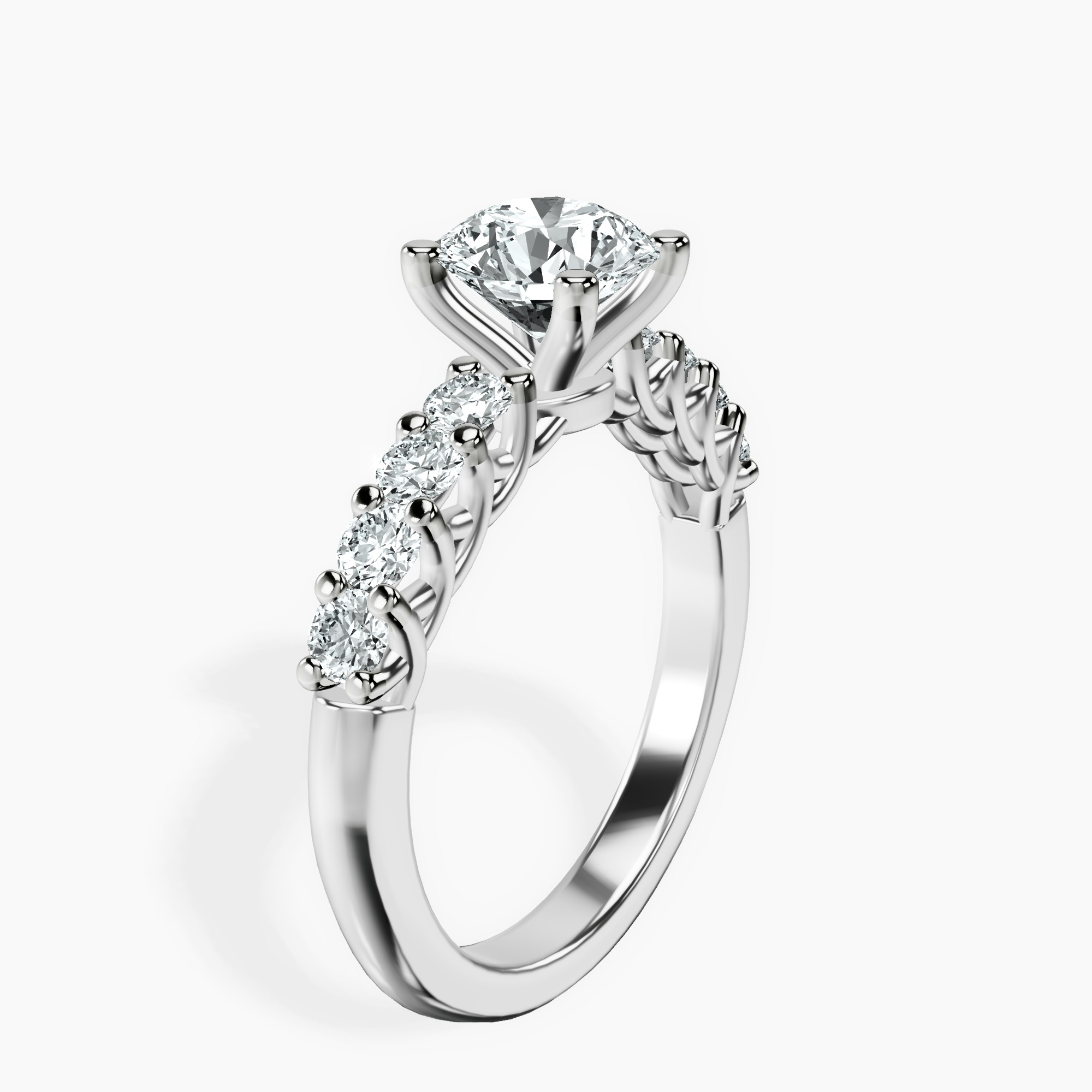 1.39 ct. round Selena Gomez Engagement Ring in platinum standing product image one
