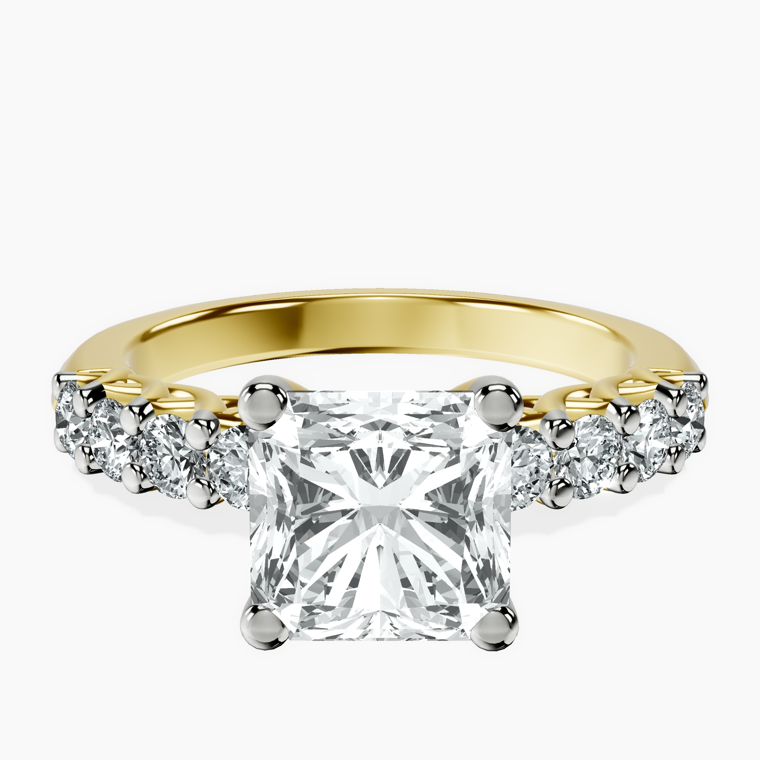 2.94 ct. radiant Selena Gomez Engagement Ring in 14kt yellow gold rtr top