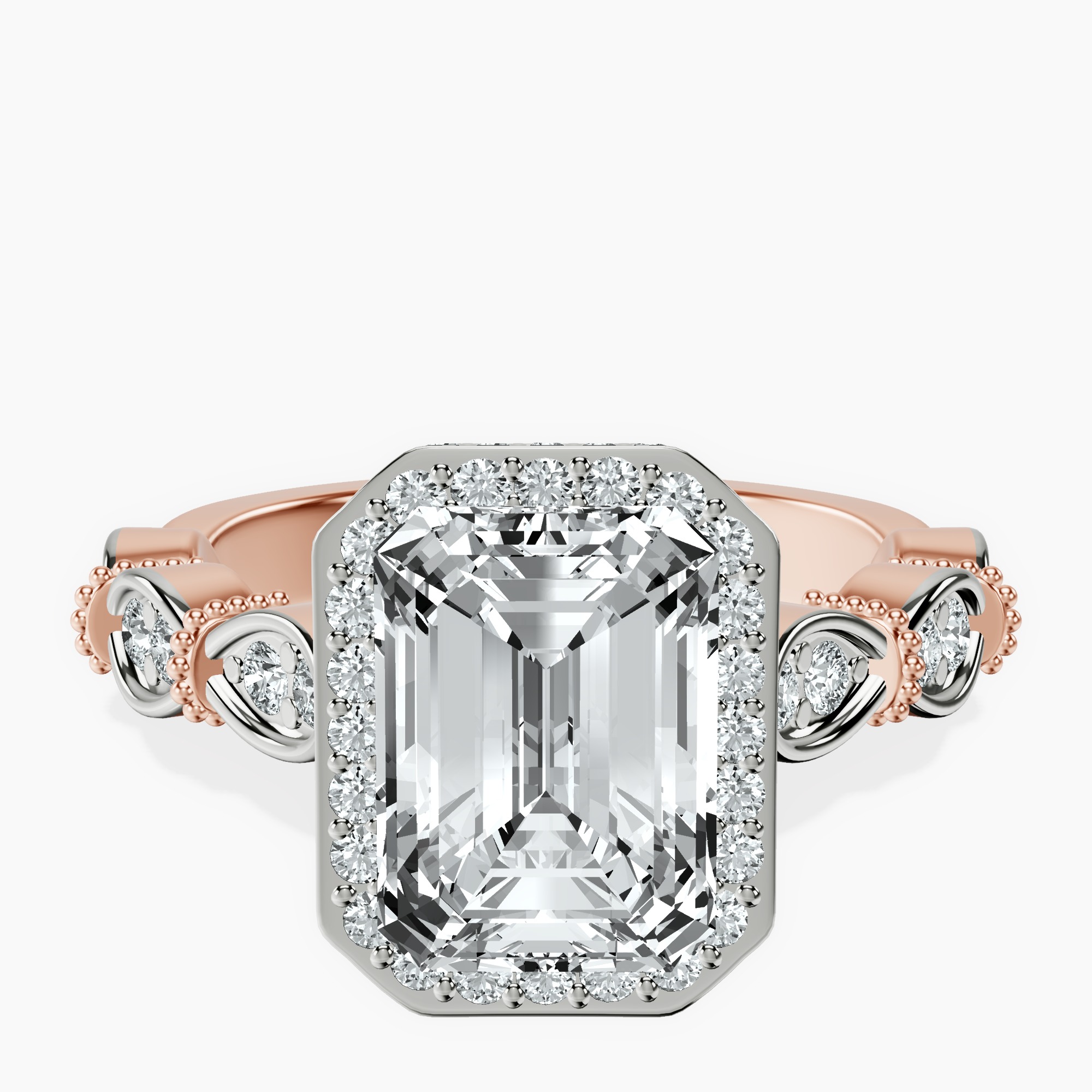 2.16 ct. emerald Micaela Halo Ring in 18kt rose gold rtr top