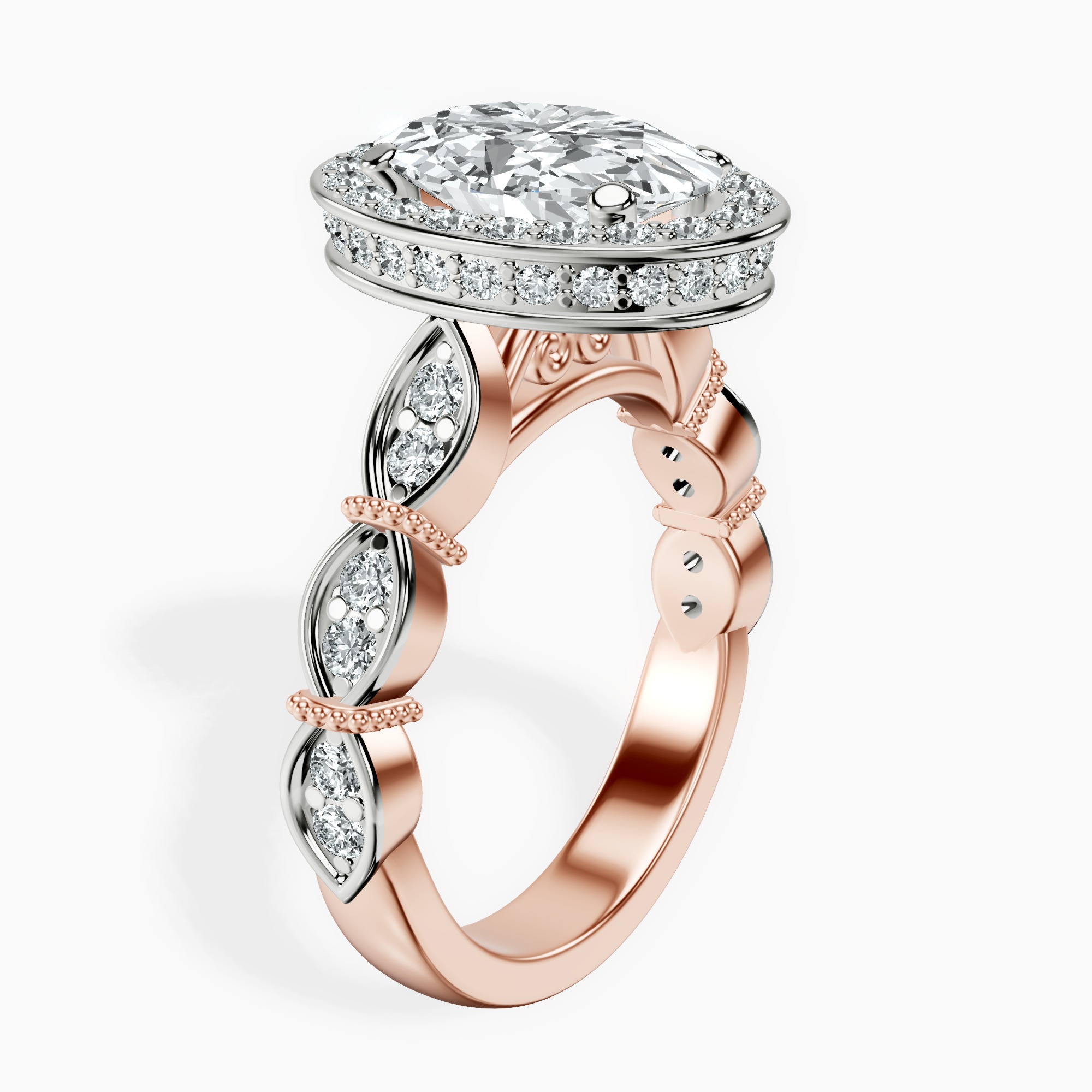 2.40 ct. oval Micaela Halo Ring in 18kt rose gold standing product image one