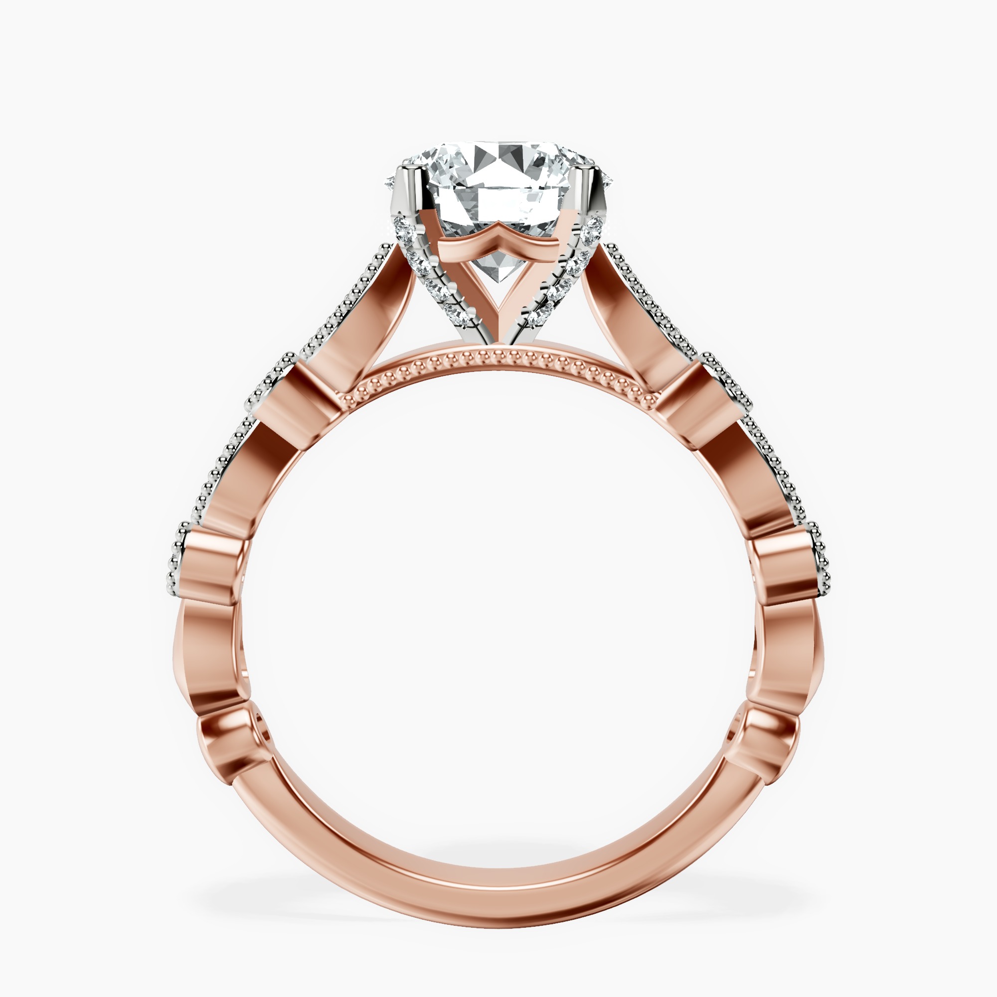 1.39 ct. round Filippa Milgrain Ring in 10kt rose gold side right image one