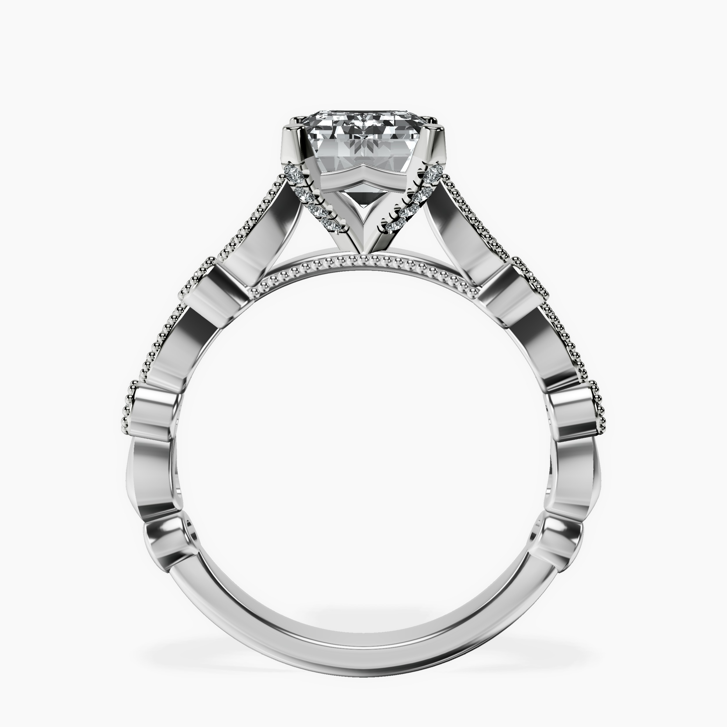 2.91 ct. emerald Filippa Milgrain Ring in 14kt white gold side right image one