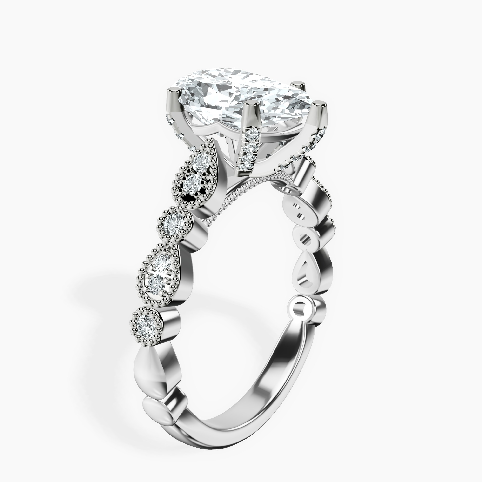 2.96 ct. pear Filippa Milgrain Ring in platinum standing product image one