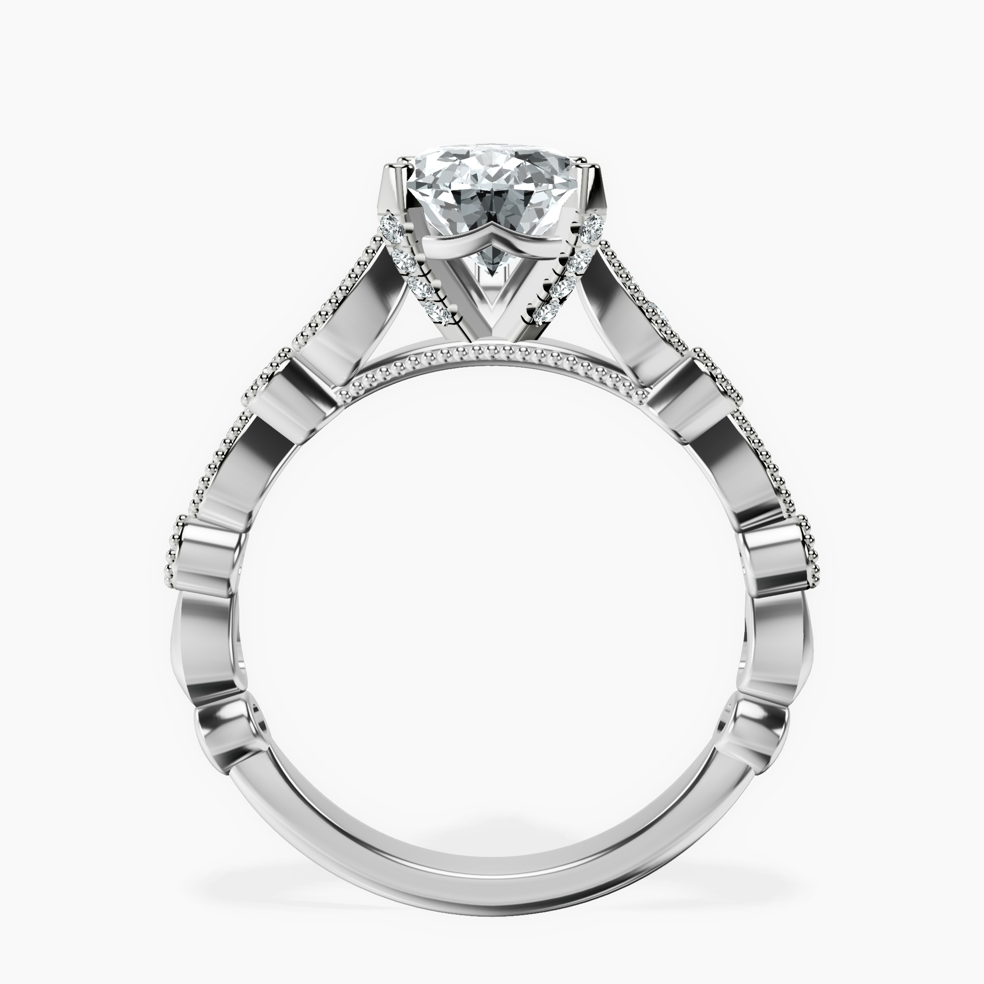 2.96 ct. pear Filippa Milgrain Ring in platinum side right image one