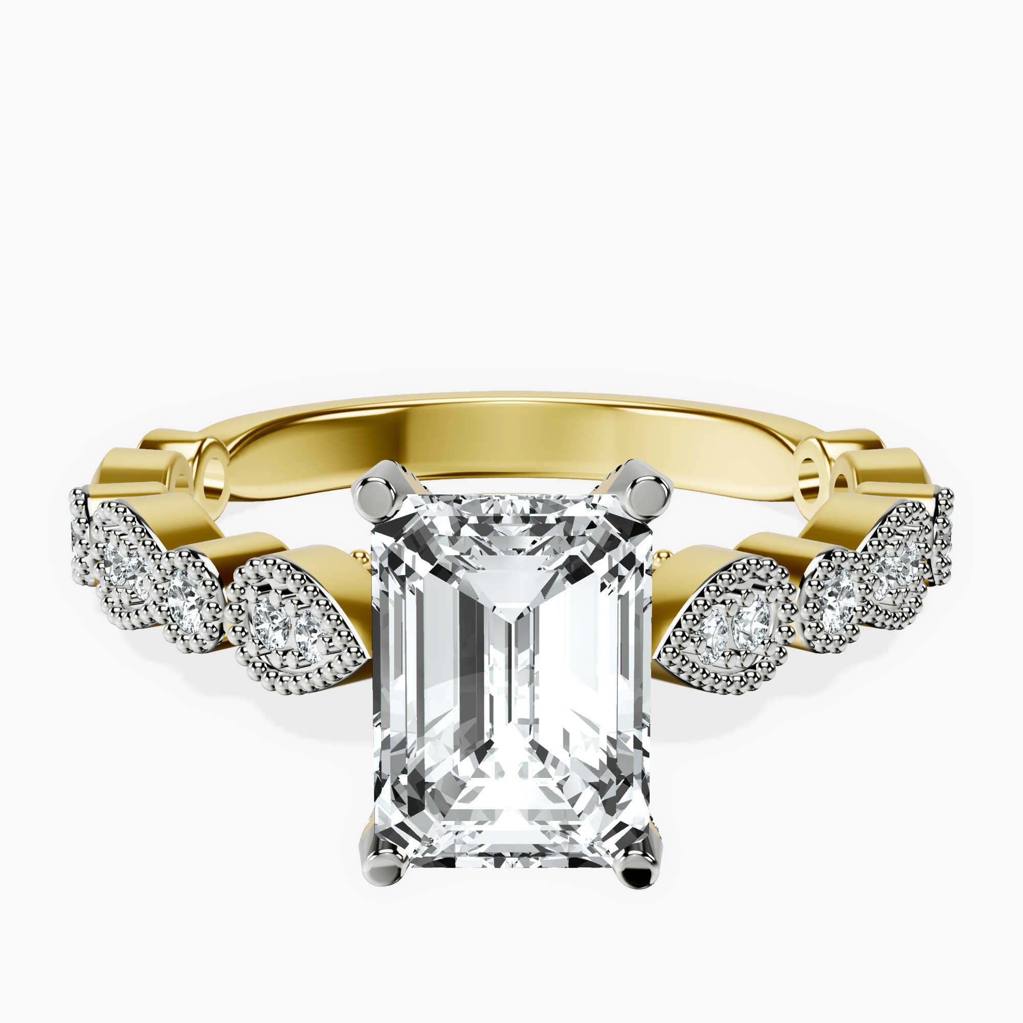 1.48 ct. emerald Filippa Milgrain Ring in 14kt yellow gold rtr top