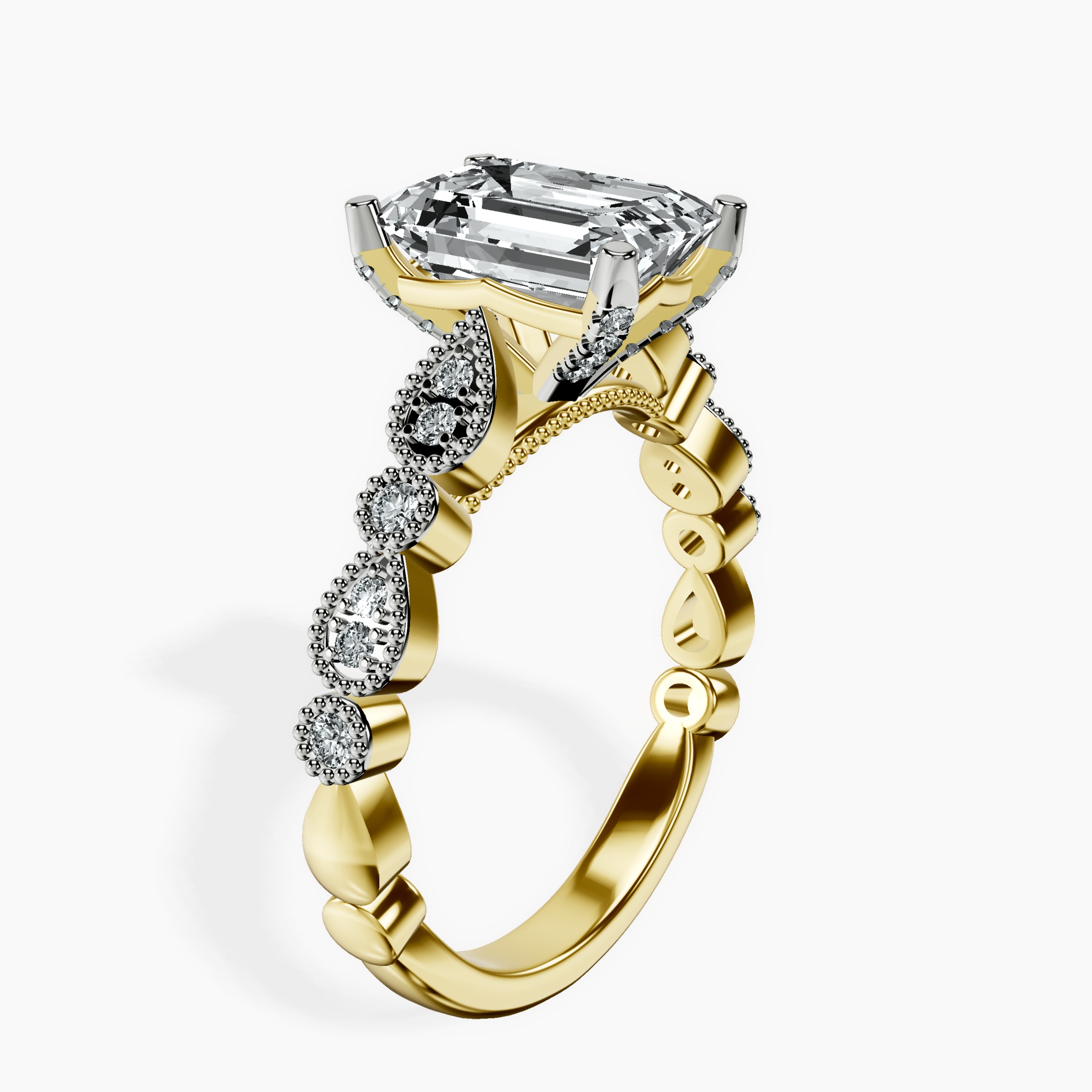 1.48 ct. emerald Filippa Milgrain Ring in 14kt yellow gold standing product image one