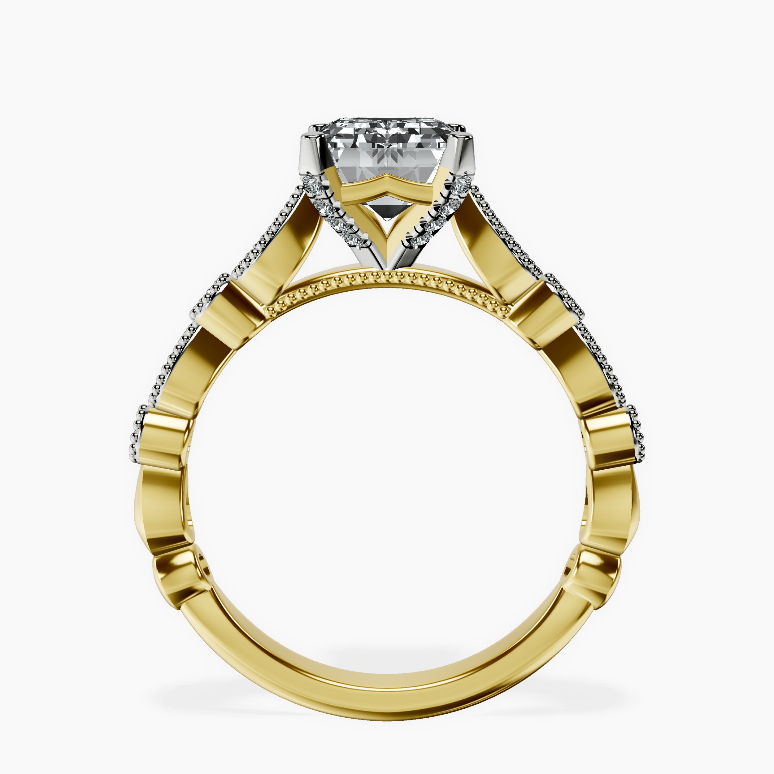 1.48 ct. emerald Filippa Milgrain Ring in 14kt yellow gold side right image one